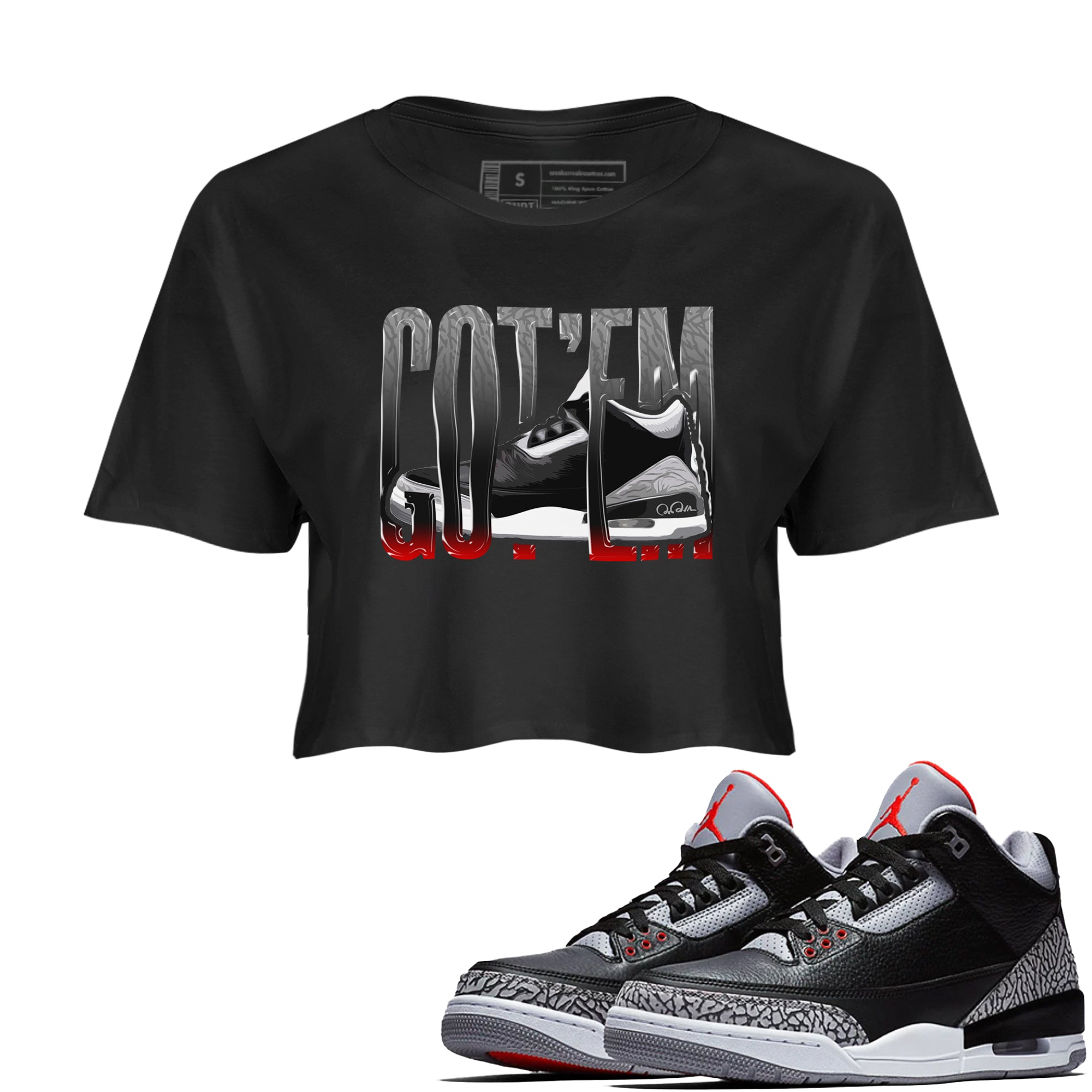 Wiggling Gotem snkmatch Women's Top - Air Jordan 3 Black Cement