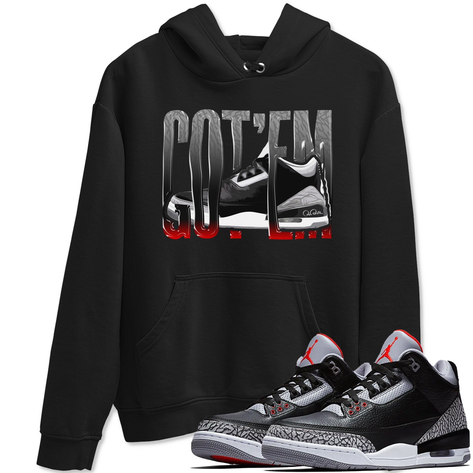 Wiggling Gotem snkmatch Tees - Air Jordan 3 Black Cement