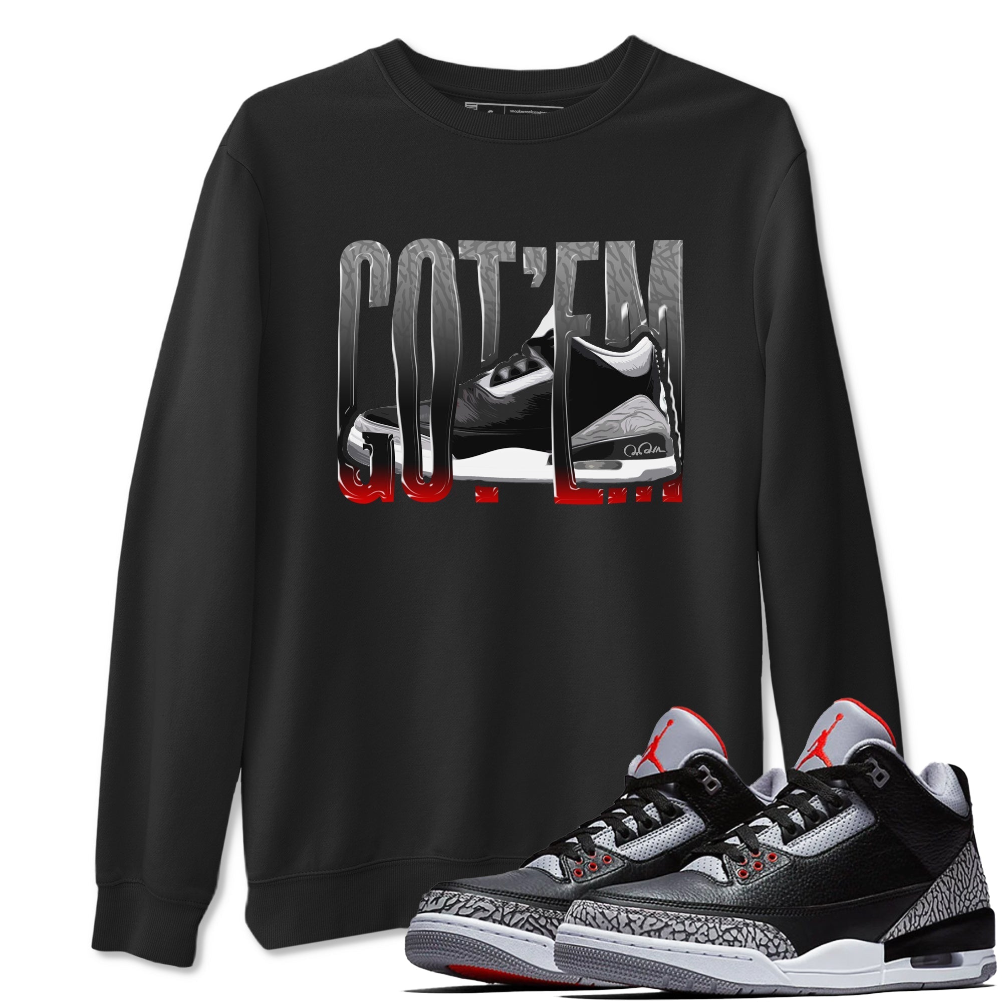 Wiggling Gotem snkmatch Tees - Air Jordan 3 Black Cement