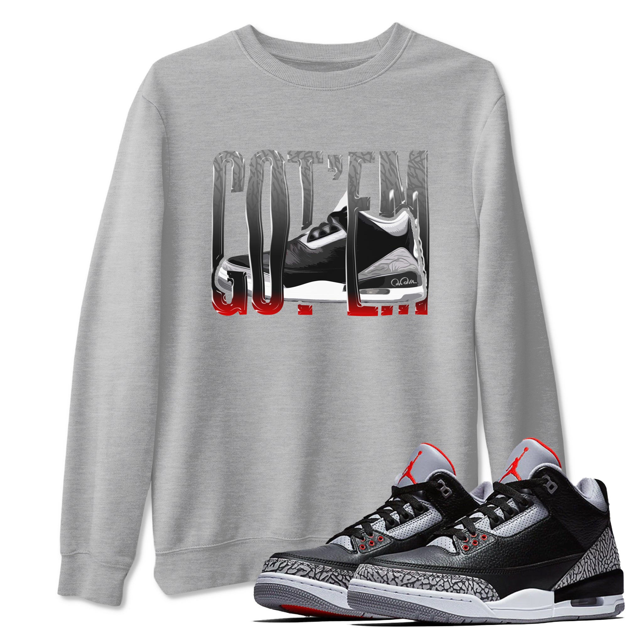Wiggling Gotem snkmatch Tees - Air Jordan 3 Black Cement