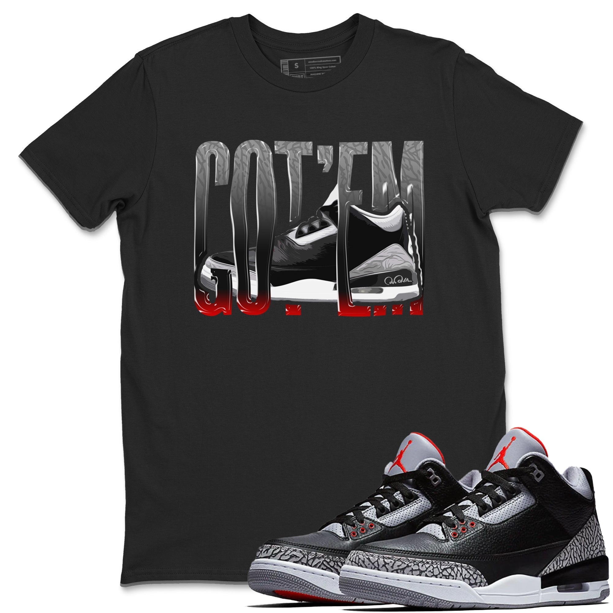 Wiggling Gotem snkmatch Tees - Air Jordan 3 Black Cement