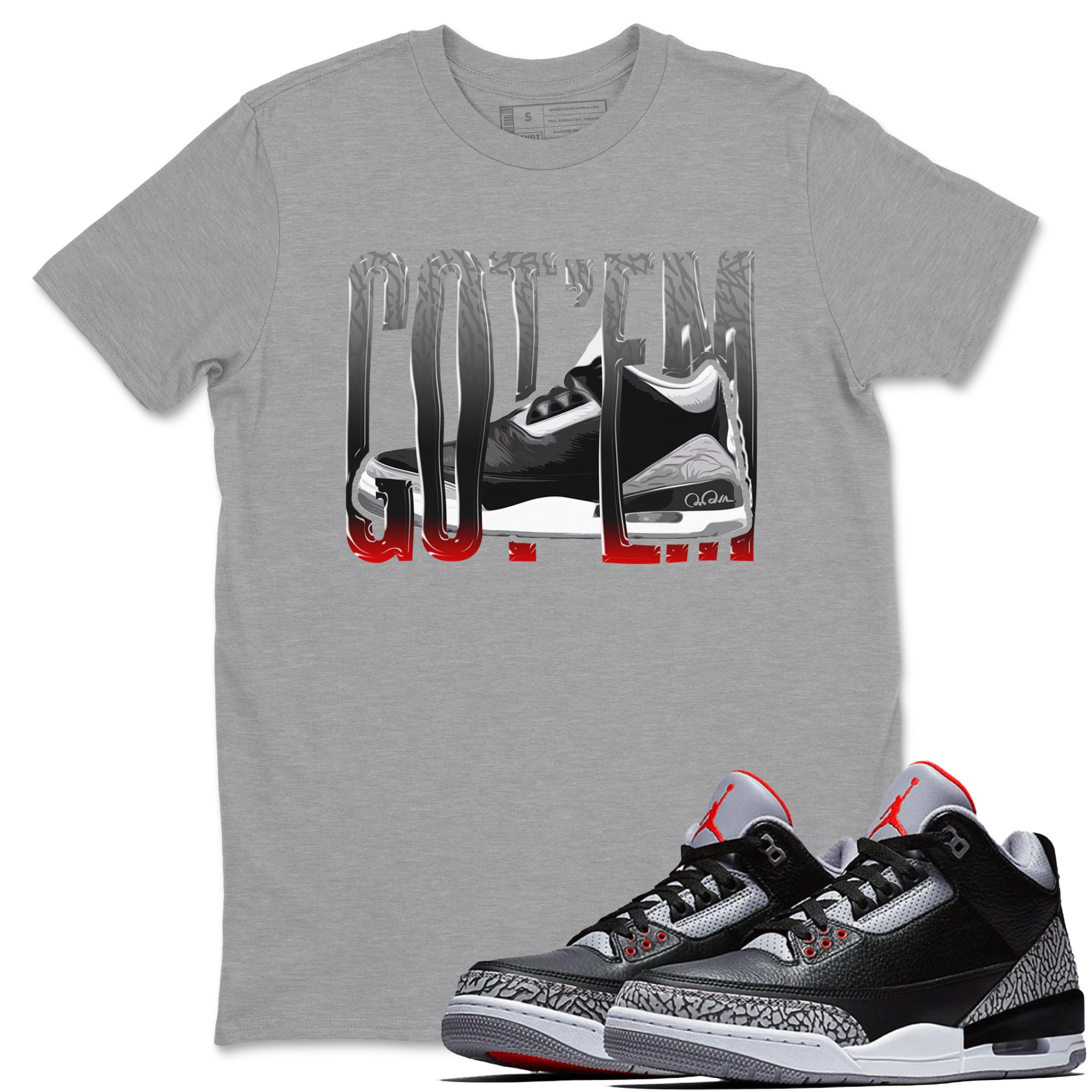 Wiggling Gotem snkmatch Tees - Air Jordan 3 Black Cement