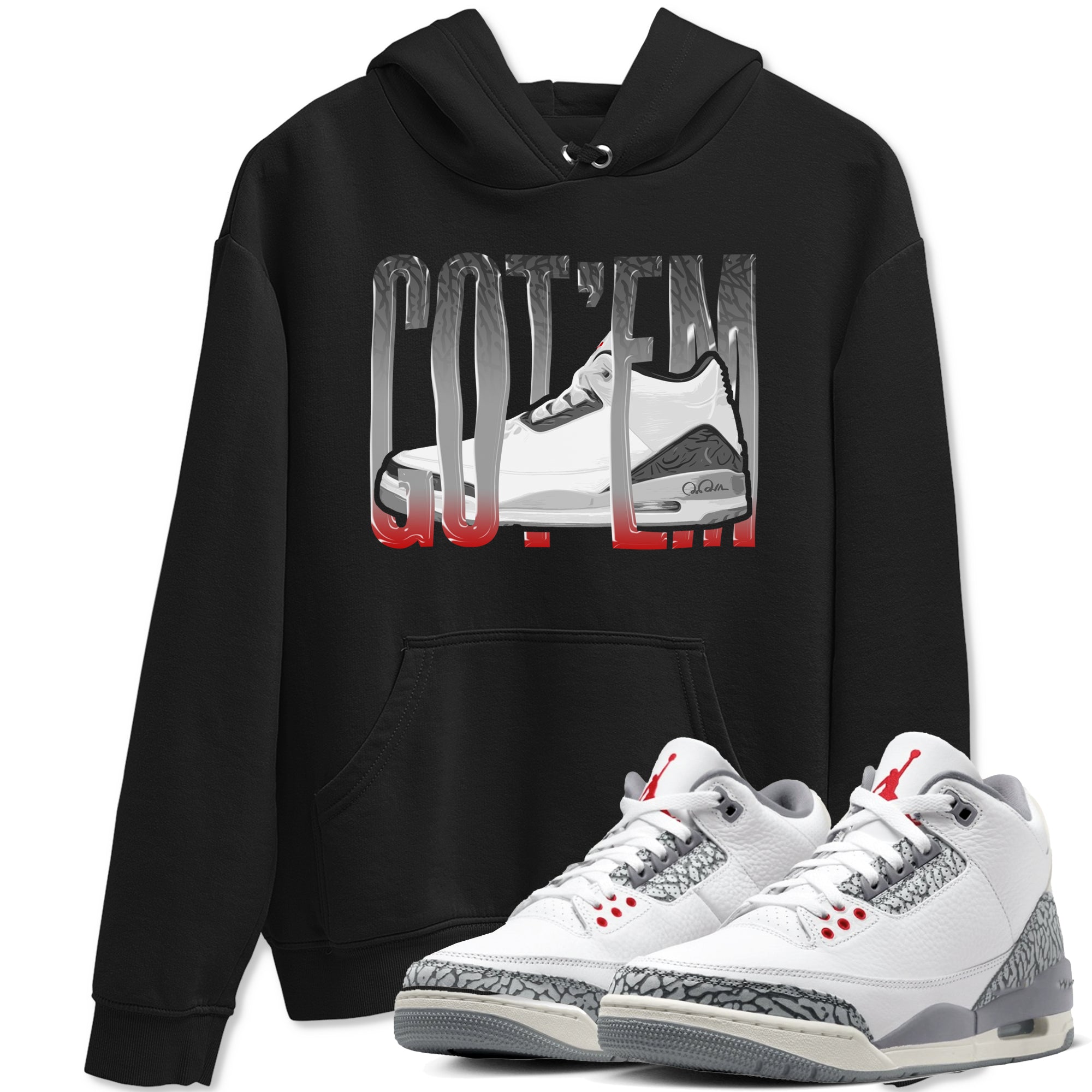 Wiggling Gotem snkmatch Tees - Air Jordan 3 Cement Grey