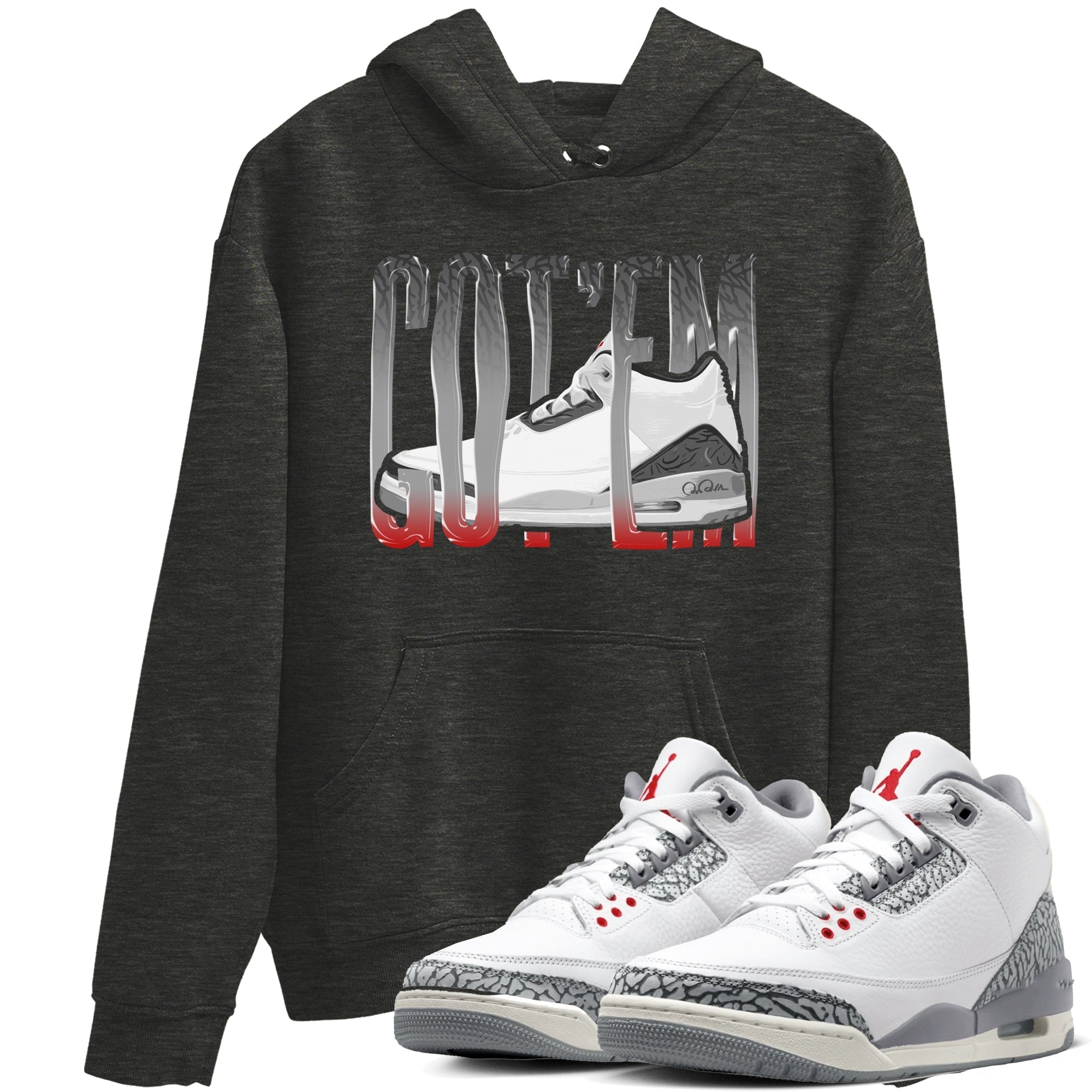 Wiggling Gotem snkmatch Tees - Air Jordan 3 Cement Grey