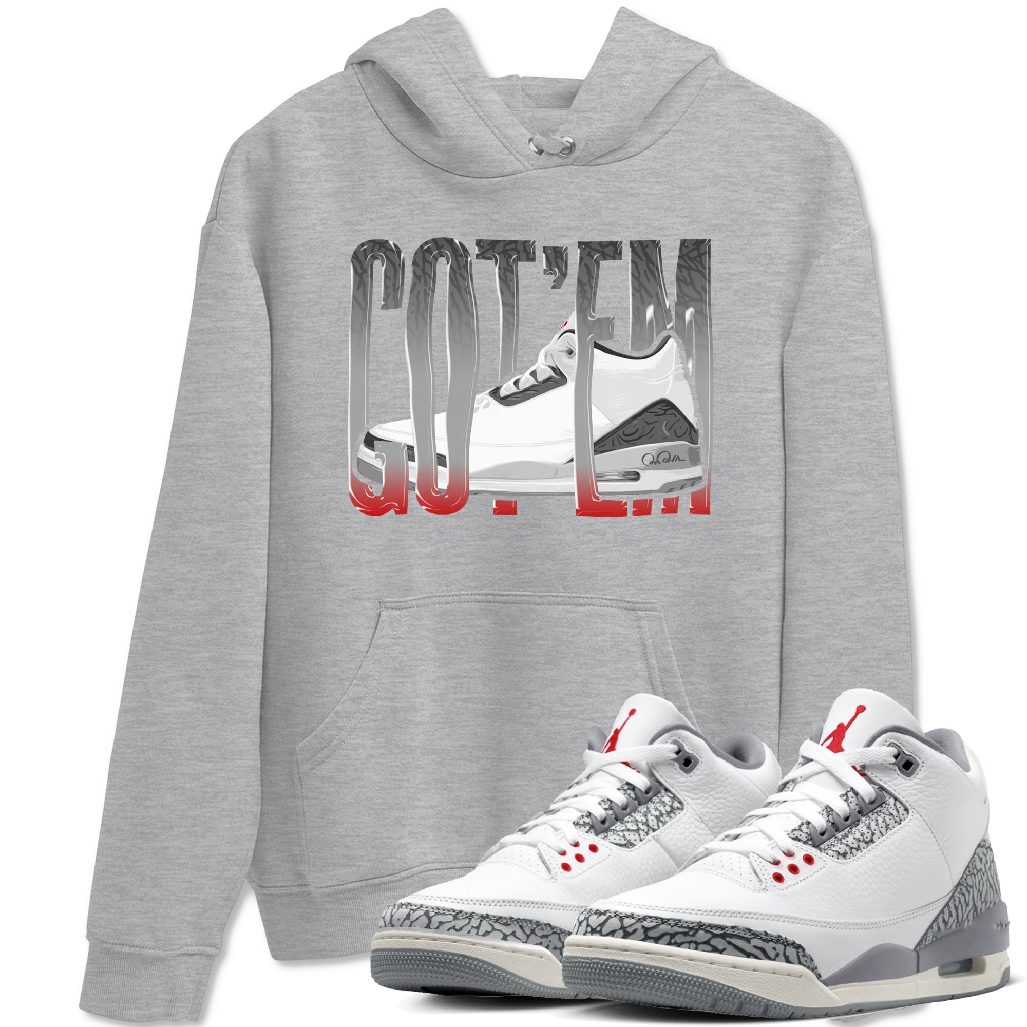 Wiggling Gotem snkmatch Tees - Air Jordan 3 Cement Grey