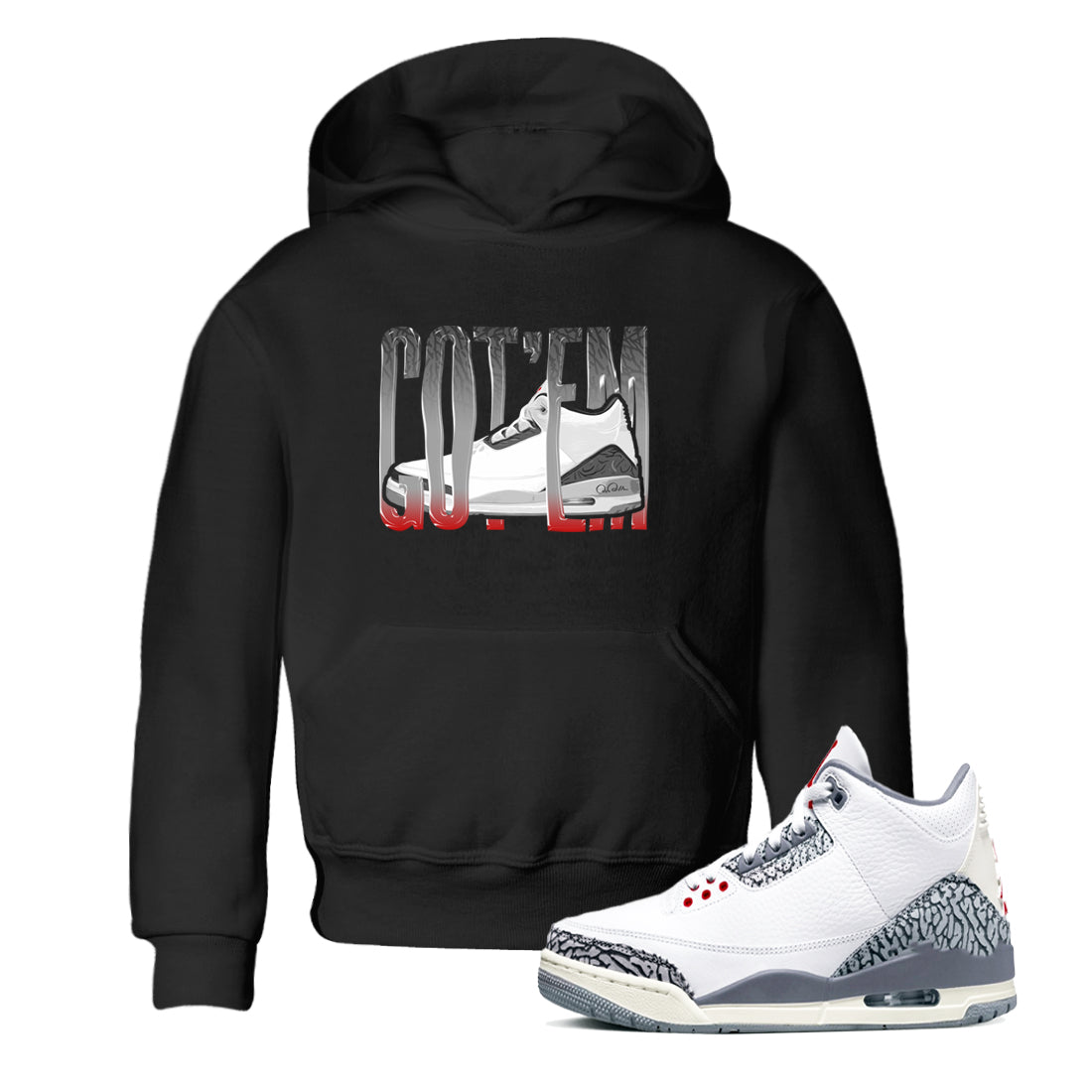 Wiggling Gotem snkmatch Tees Kids - Air Jordan 3 Cement Grey