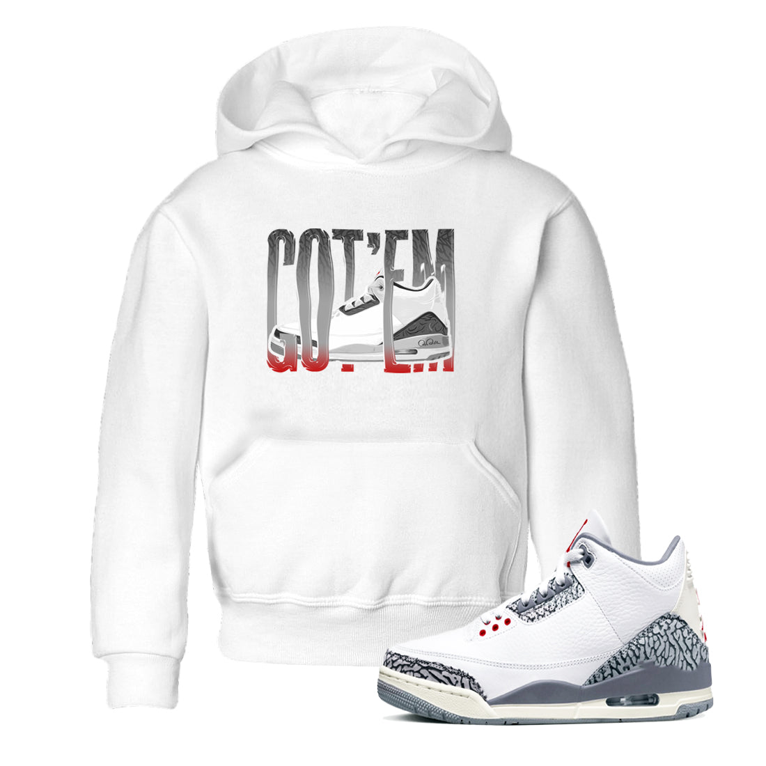 Wiggling Gotem snkmatch Tees Kids - Air Jordan 3 Cement Grey