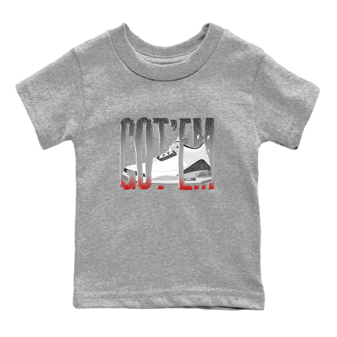 Wiggling Gotem snkmatch Tees Kids - Air Jordan 3 Cement Grey