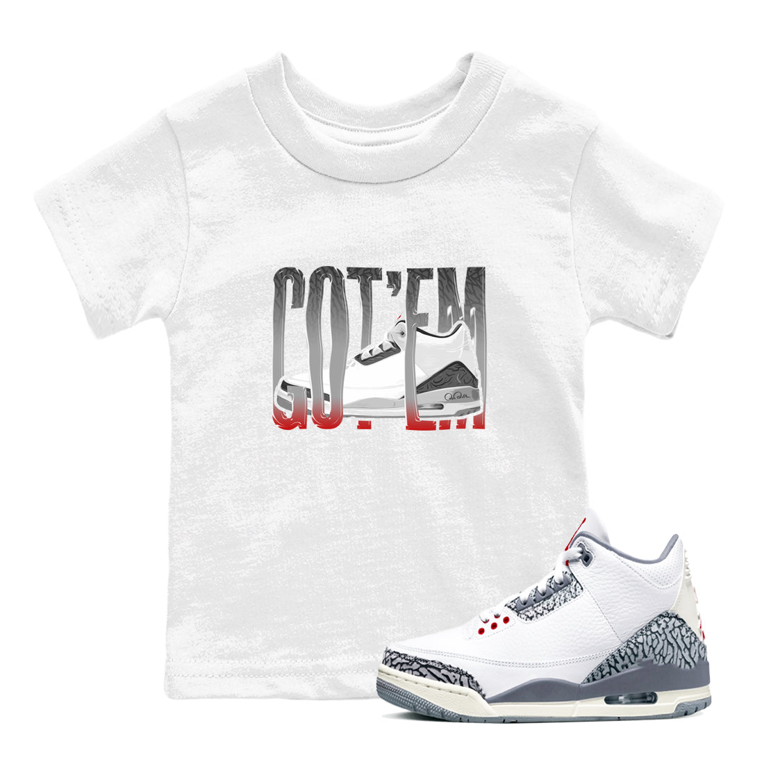 Wiggling Gotem snkmatch Tees Kids - Air Jordan 3 Cement Grey