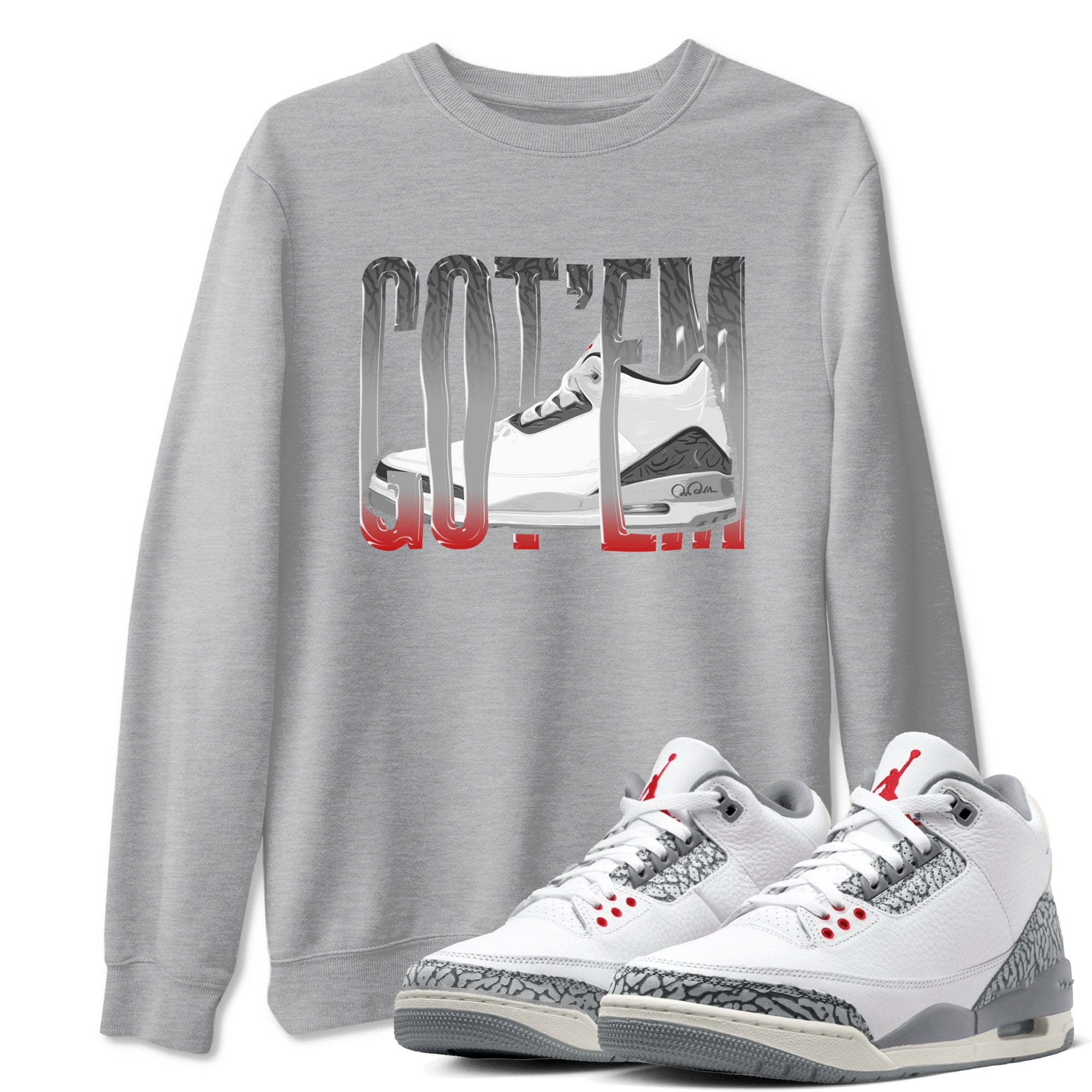 Wiggling Gotem snkmatch Tees - Air Jordan 3 Cement Grey