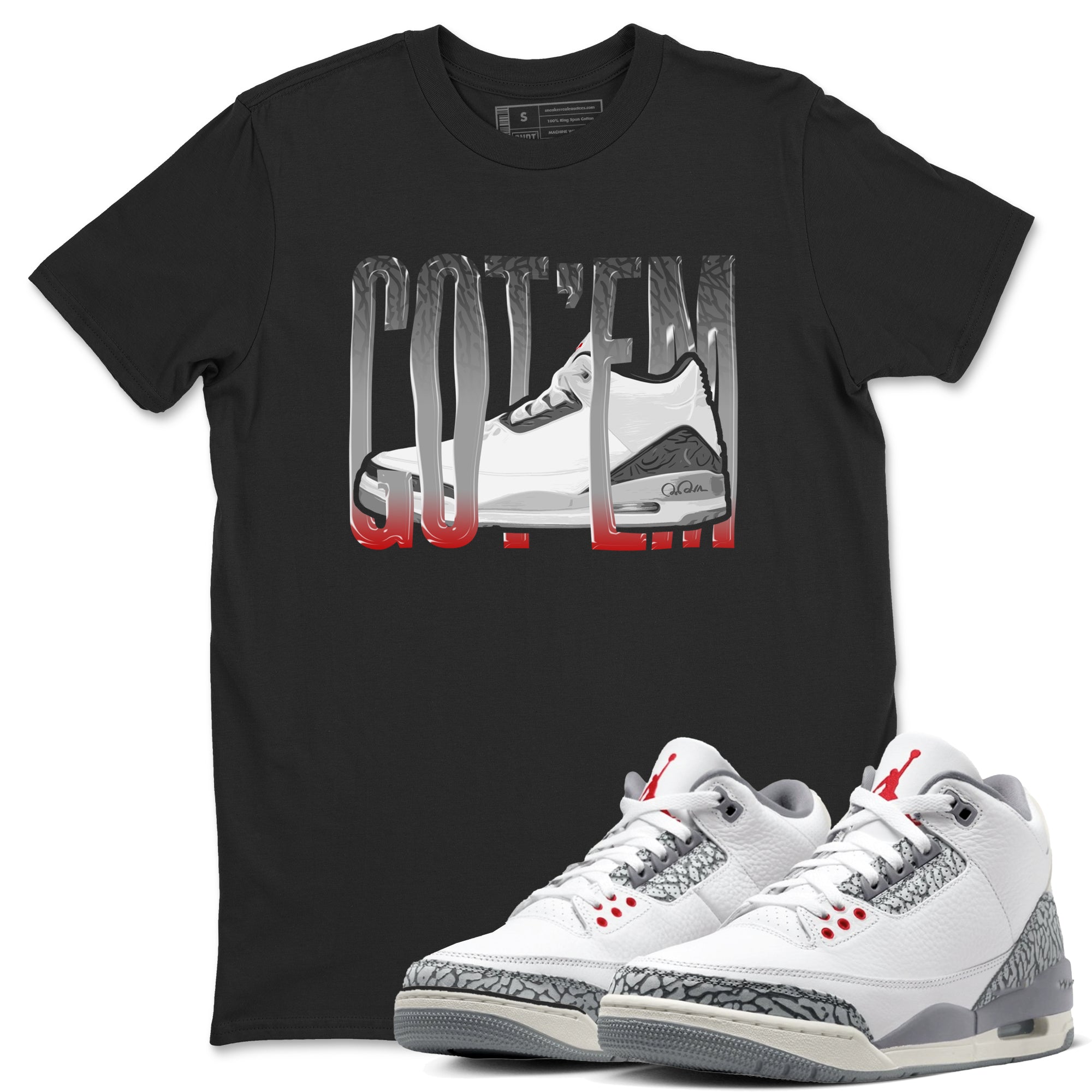 Wiggling Gotem snkmatch Tees - Air Jordan 3 Cement Grey