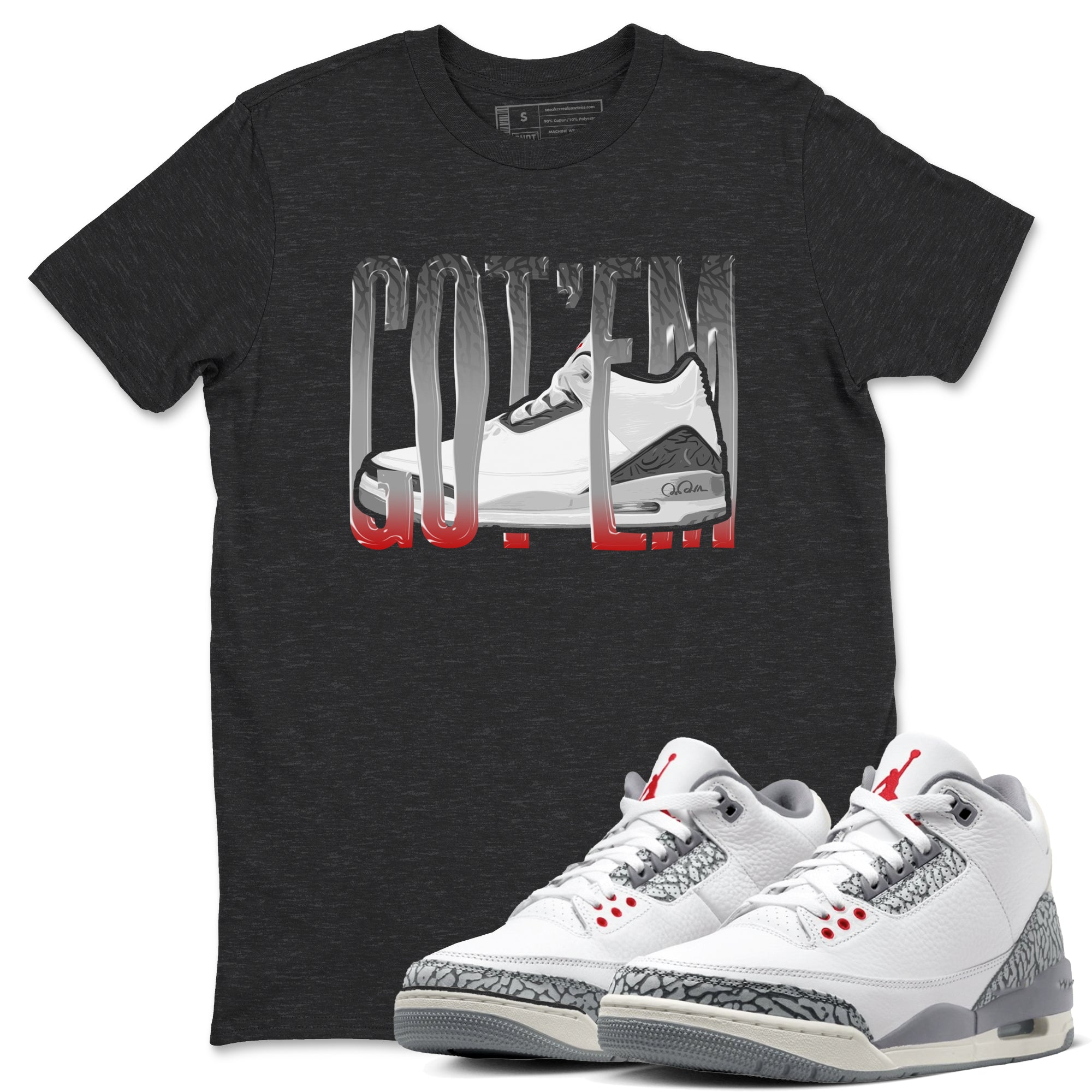 Wiggling Gotem snkmatch Tees - Air Jordan 3 Cement Grey