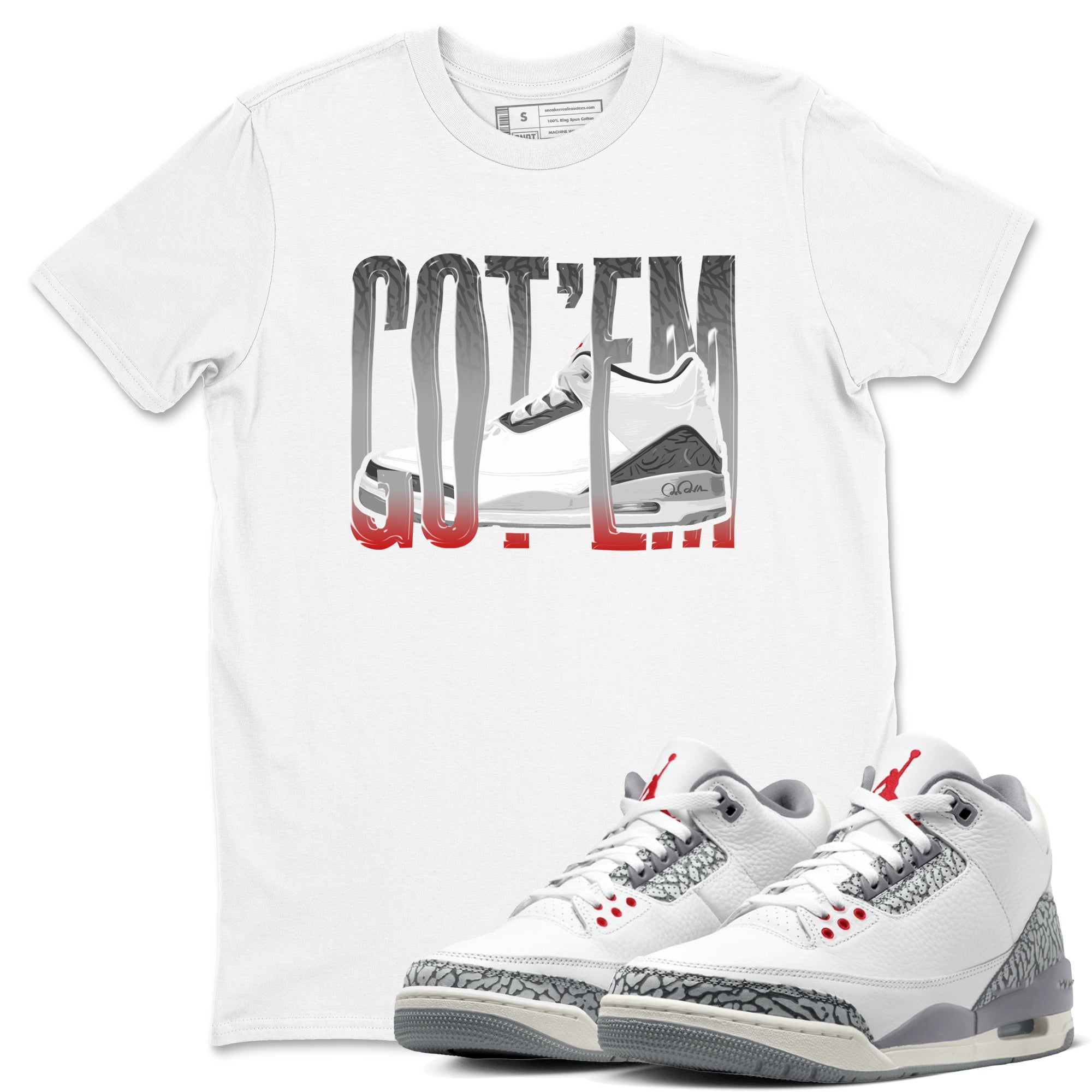 Wiggling Gotem snkmatch Tees - Air Jordan 3 Cement Grey