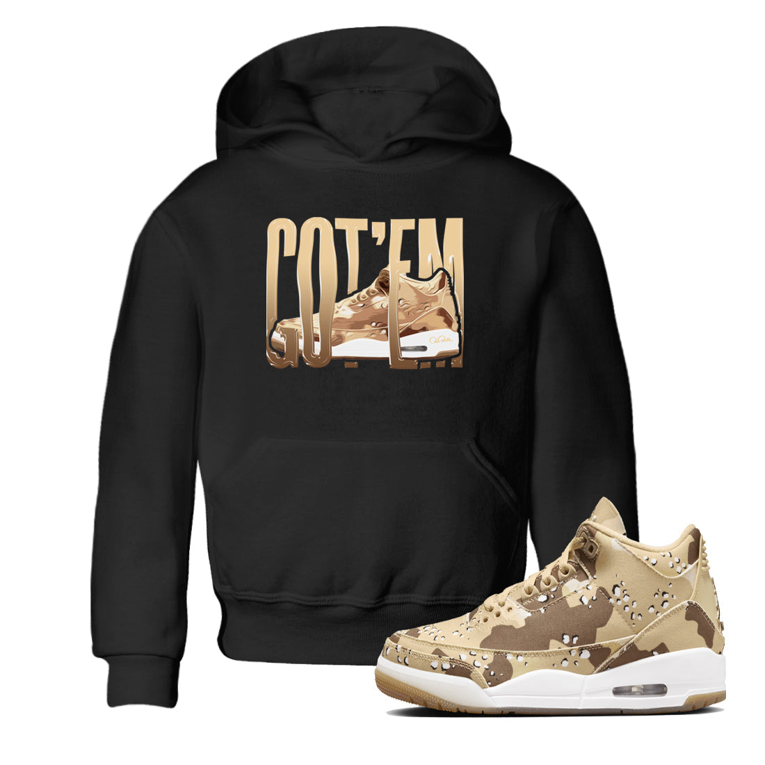 Wiggling Gotem snkmatch Tees Kids - Air Jordan 3 Desert Camo