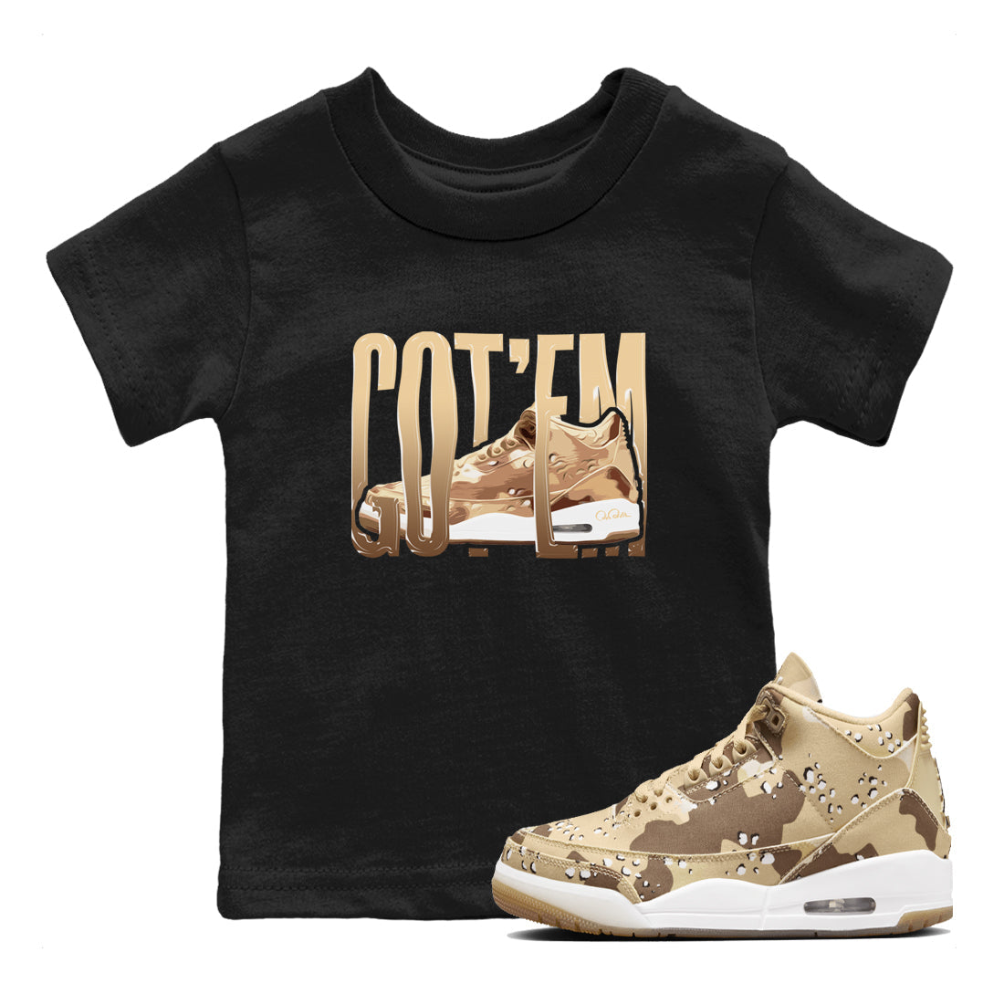 Wiggling Gotem snkmatch Tees Kids - Air Jordan 3 Desert Camo
