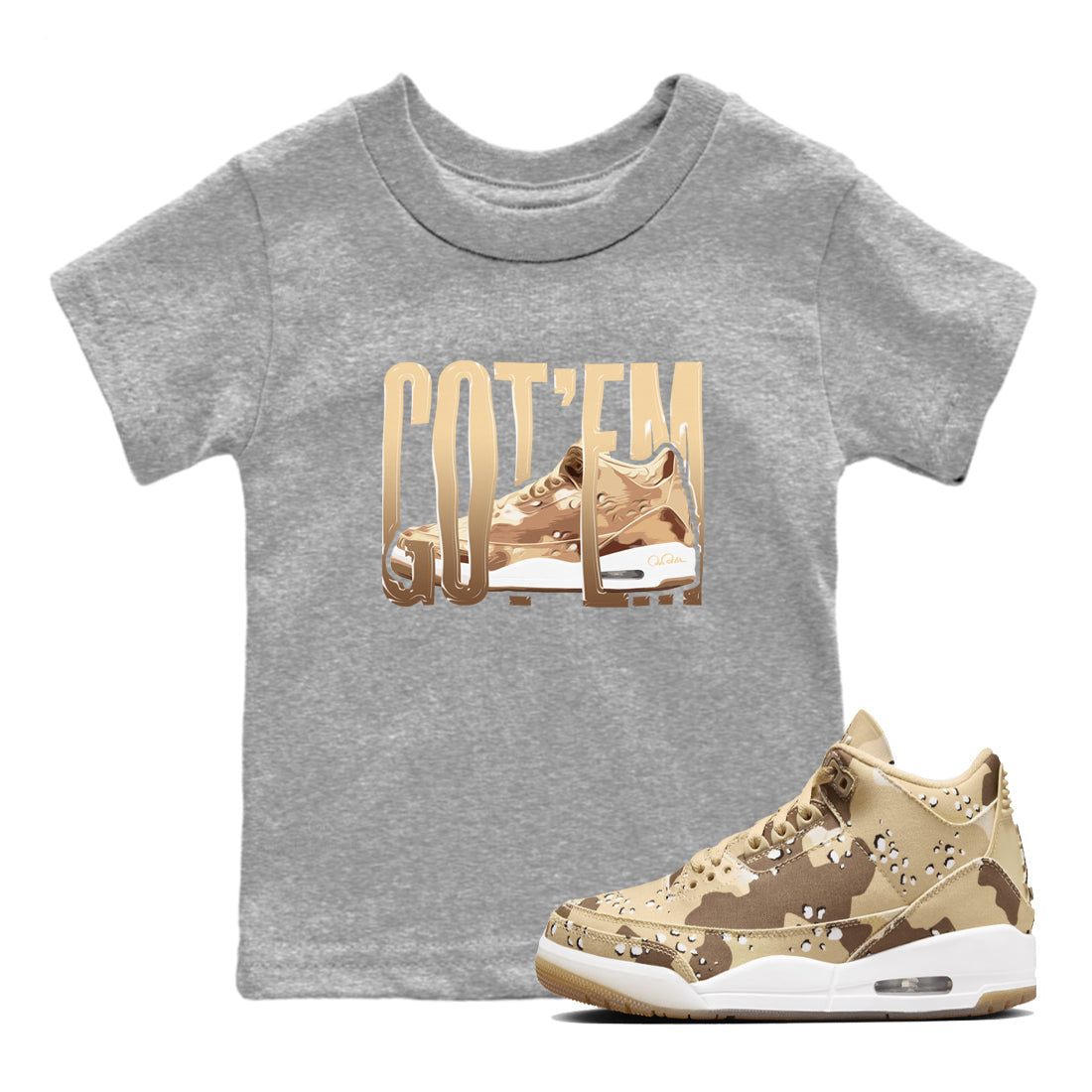 Wiggling Gotem snkmatch Tees Kids - Air Jordan 3 Desert Camo