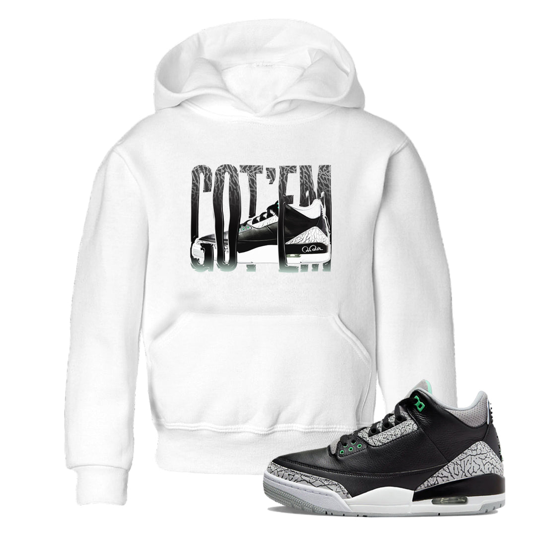 Wiggling Gotem snkmatch Tees Kids - Air Jordan 3 Green Glow