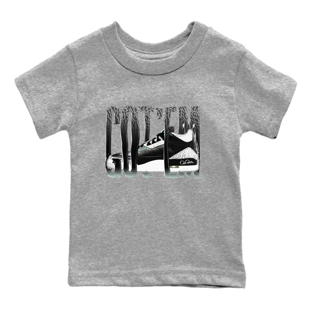 Wiggling Gotem snkmatch Tees Kids - Air Jordan 3 Green Glow