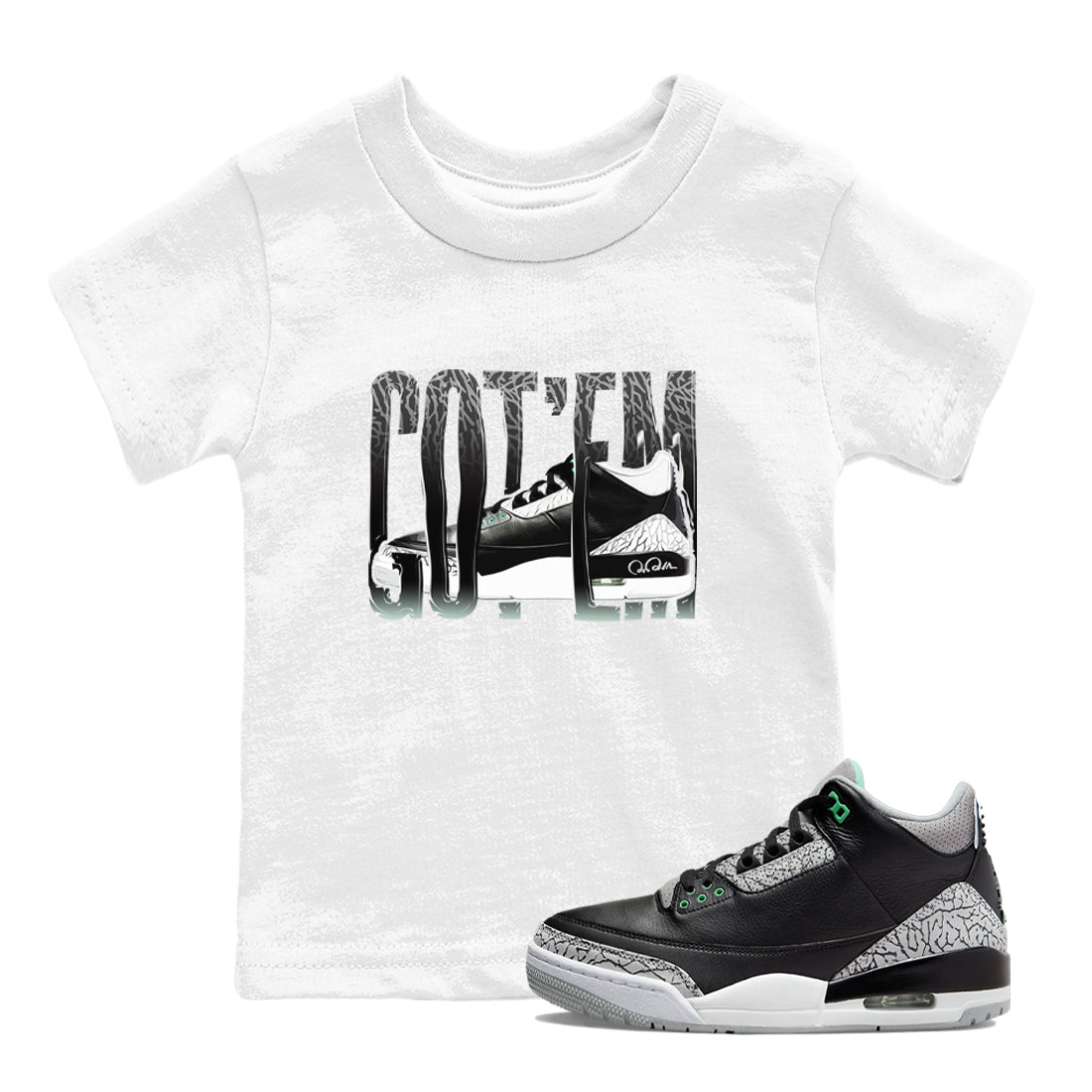 Wiggling Gotem snkmatch Tees Kids - Air Jordan 3 Green Glow