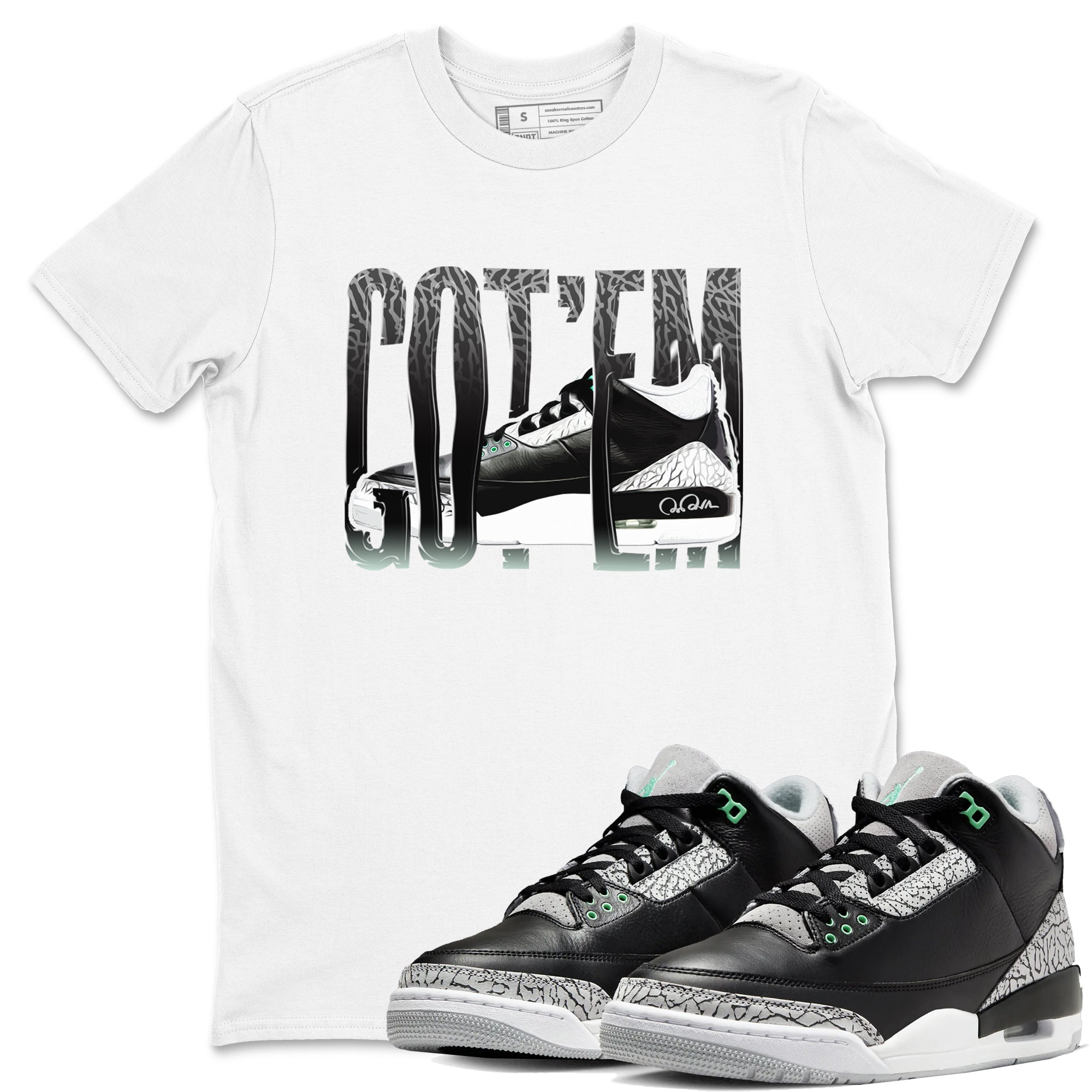Wiggling Gotem snkmatch Tees - Air Jordan 3 Green Glow