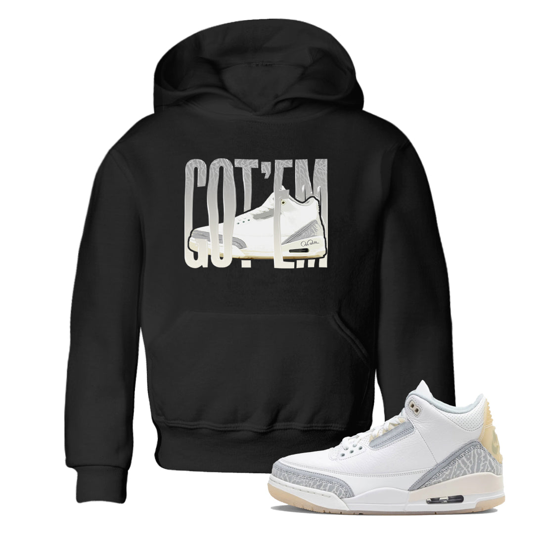 Wiggling Gotem snkmatch Tees Kids - Air Jordan 3 Ivory