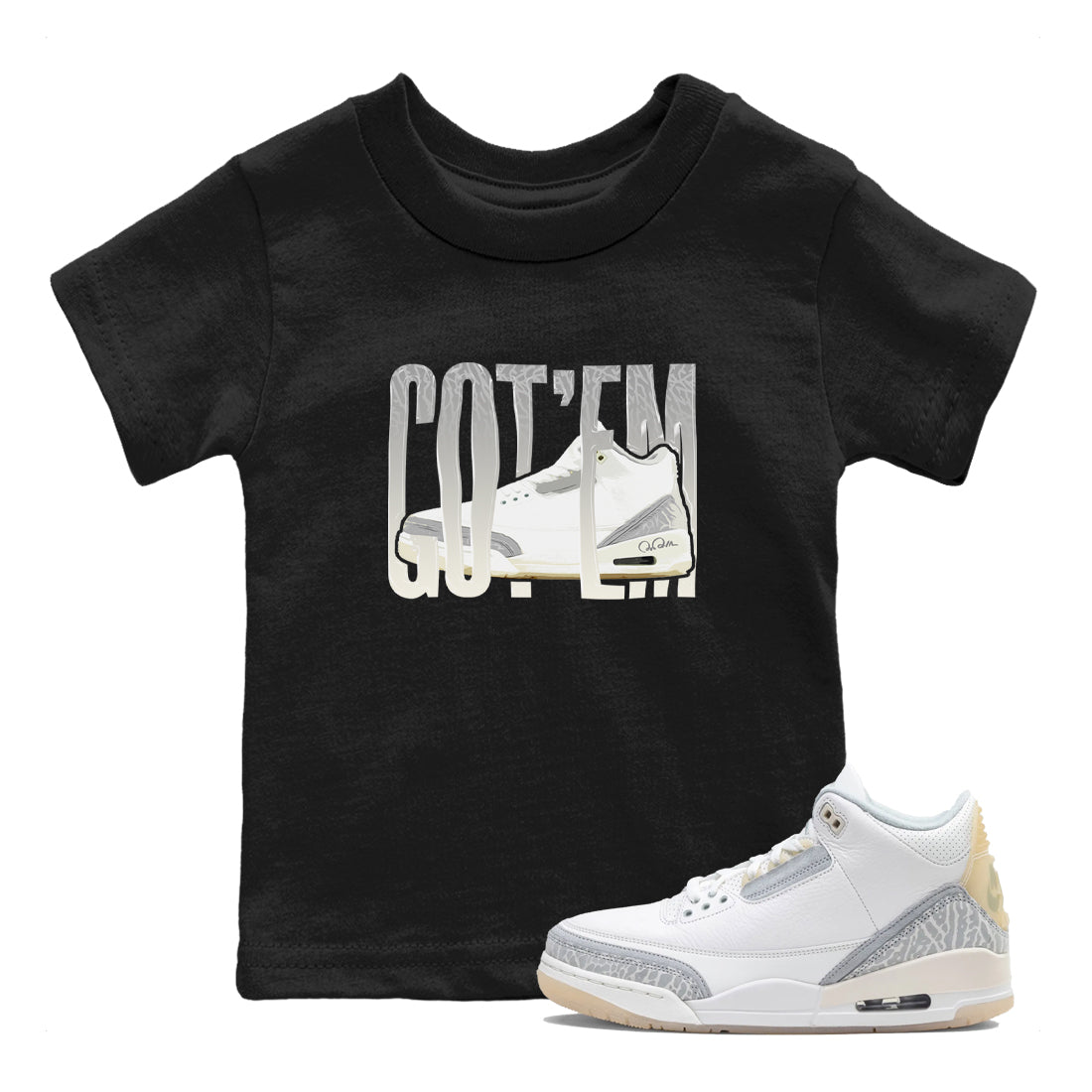 Wiggling Gotem snkmatch Tees Kids - Air Jordan 3 Ivory