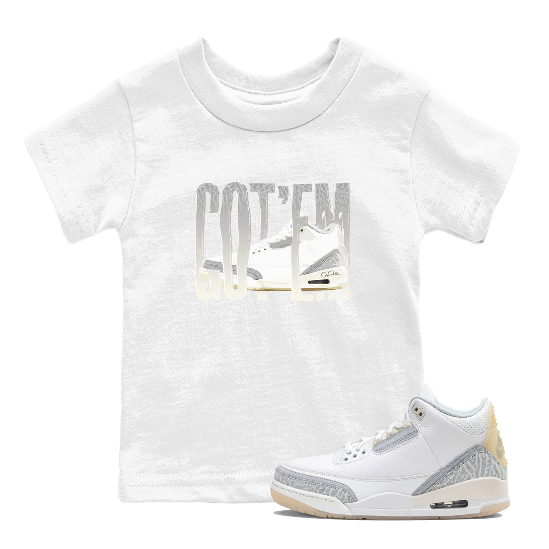 Wiggling Gotem snkmatch Tees Kids - Air Jordan 3 Ivory