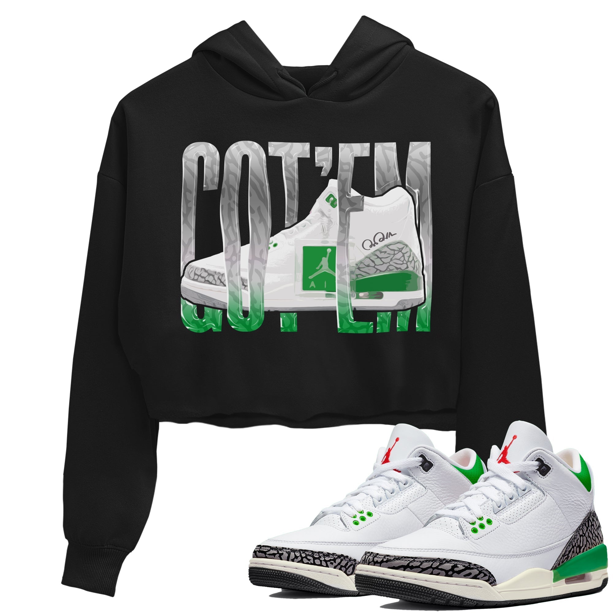 Wiggling Gotem Women's Tops - Air Jordan 3 Lucky Green