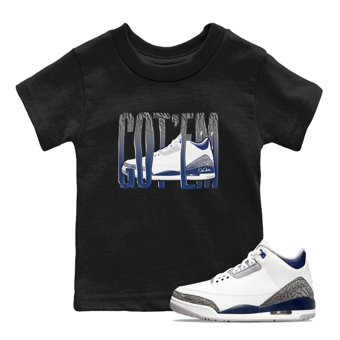 Wiggling Gotem snkmatch Tees Kids - Air Jordan 3 Midnight Navy 2023