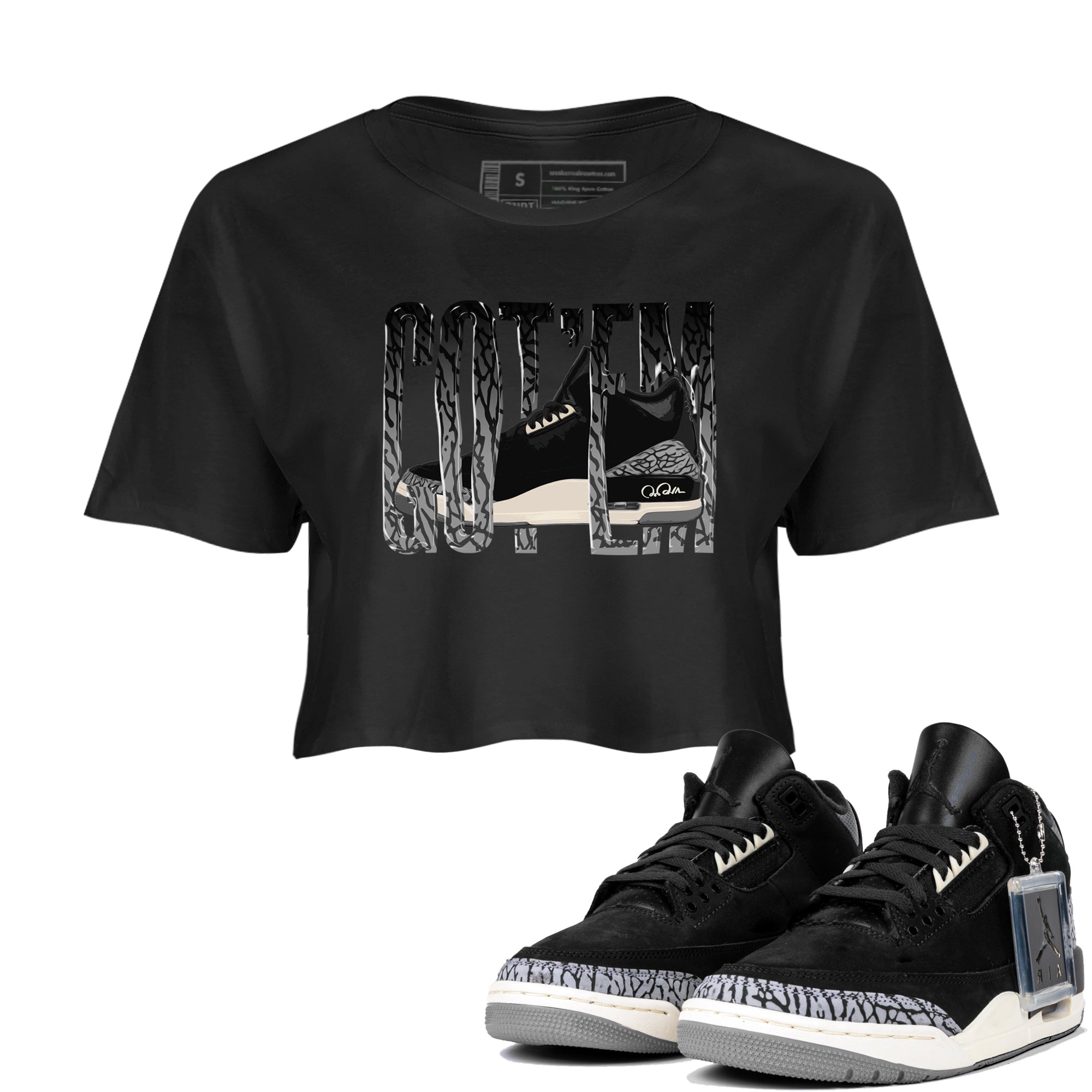 Wiggling Gotem snkmatch Women's Top - Air Jordan 3 Off Noir