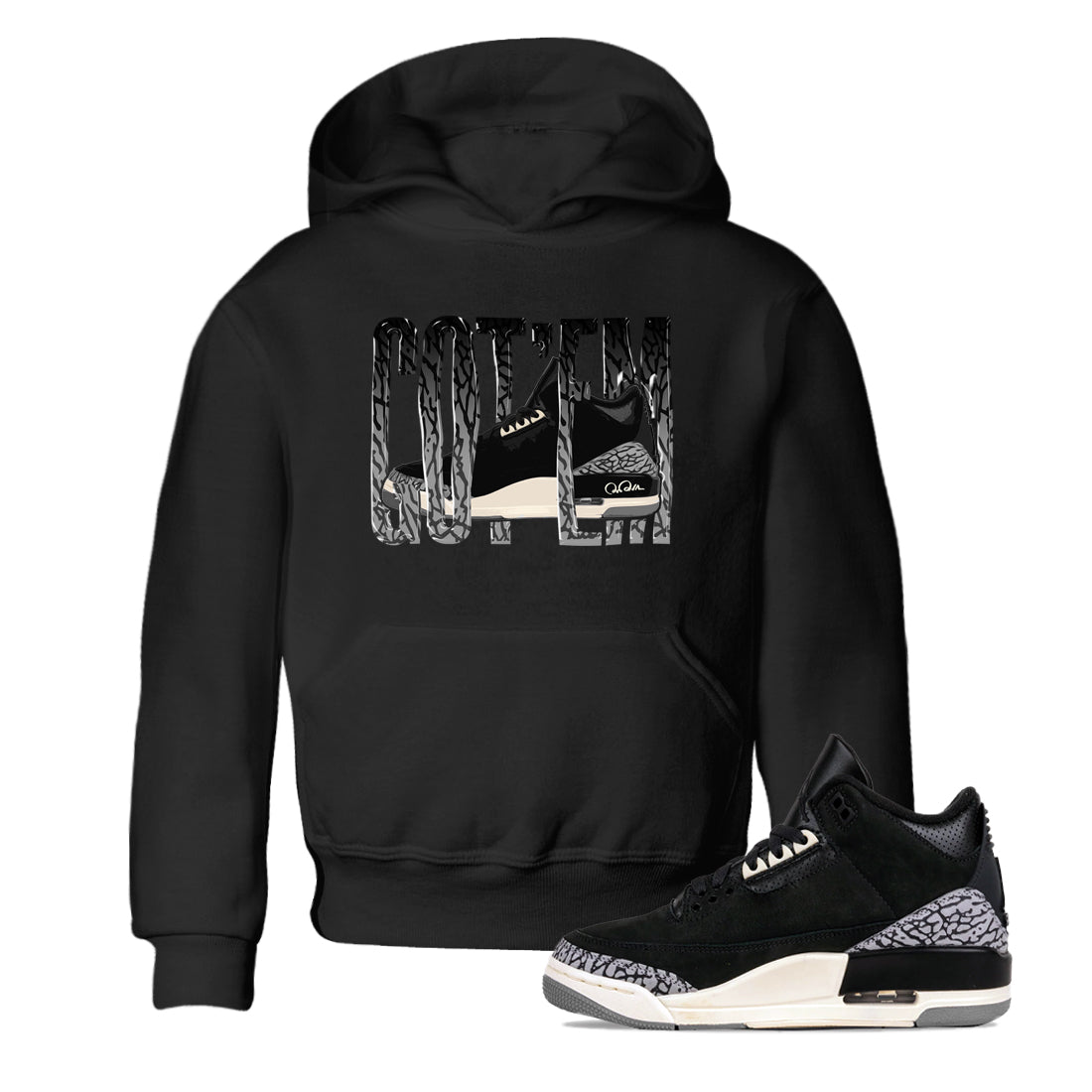 Wiggling Gotem snkmatch Tee Kids - Air Jordan 3 Off Noir