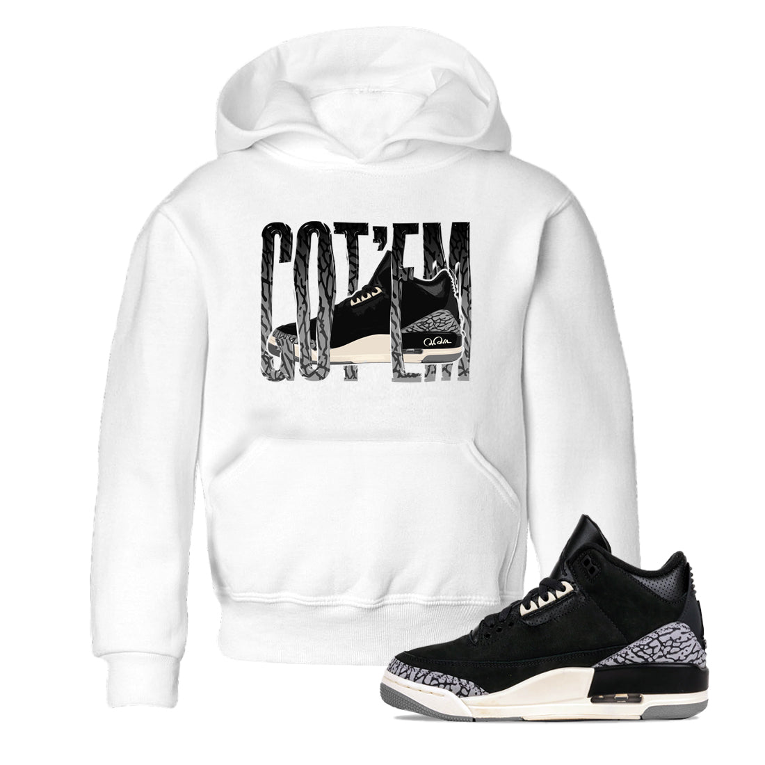 Wiggling Gotem snkmatch Tee Kids - Air Jordan 3 Off Noir