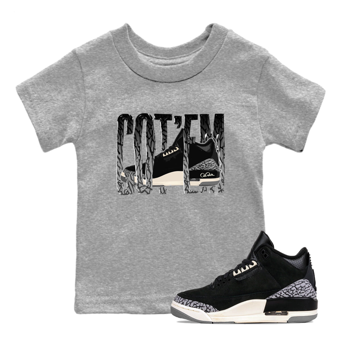 Wiggling Gotem snkmatch Tee Kids - Air Jordan 3 Off Noir