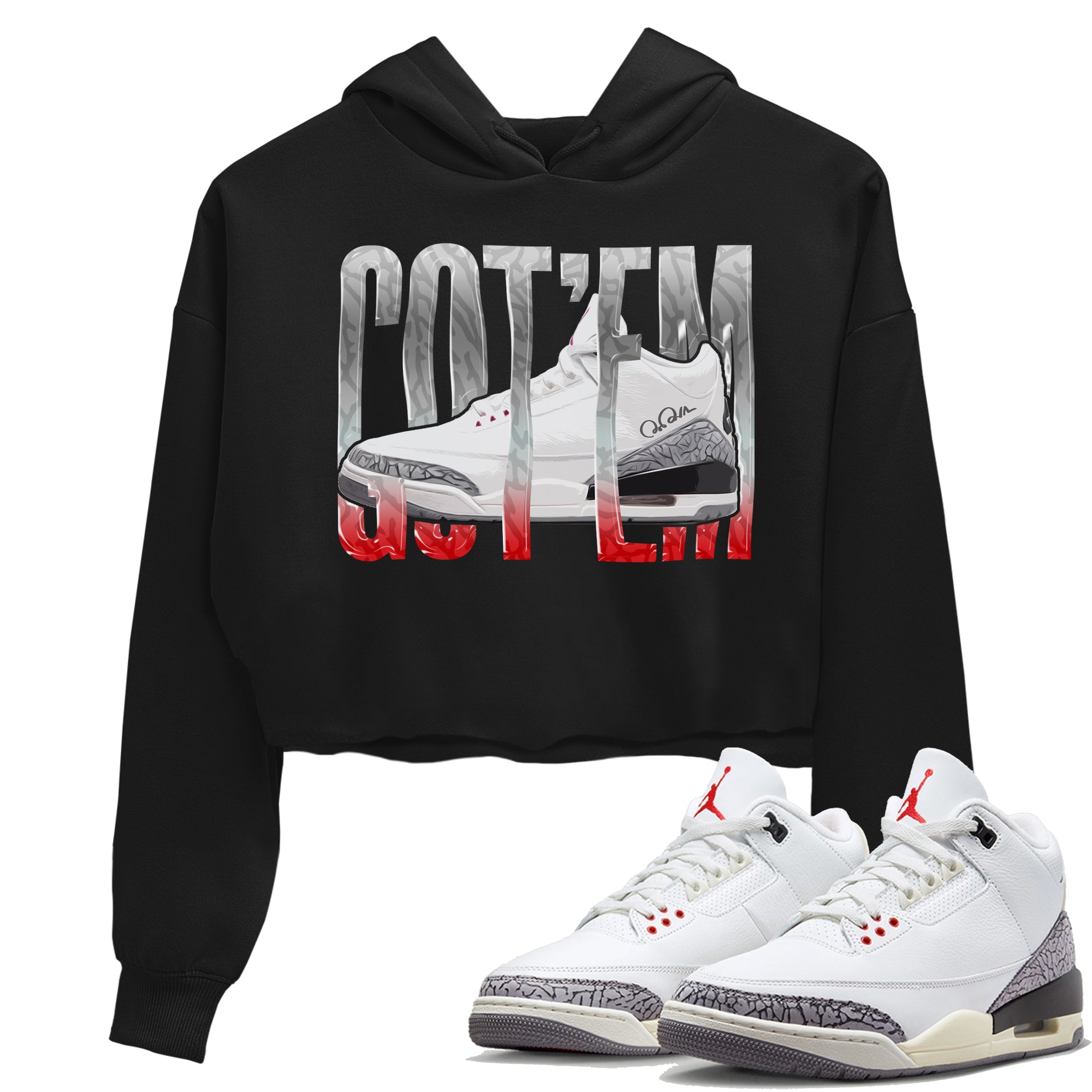 Wiggling Gotem Women's Tops - Air Jordan 3 White Cement