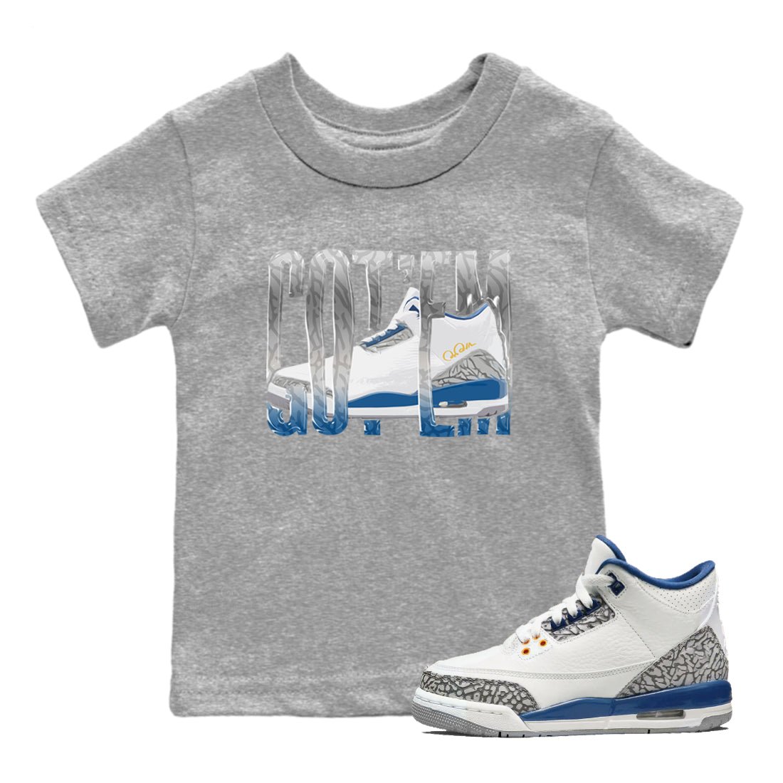 Wiggling Gotem Kids Tops - Air Jordan 3 Wizards