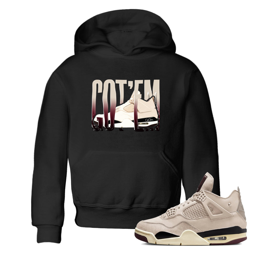 Wiggling Gotem snkmatch Tees Kids - Air Jordan 4 A Ma Maniere x Fossil Stone