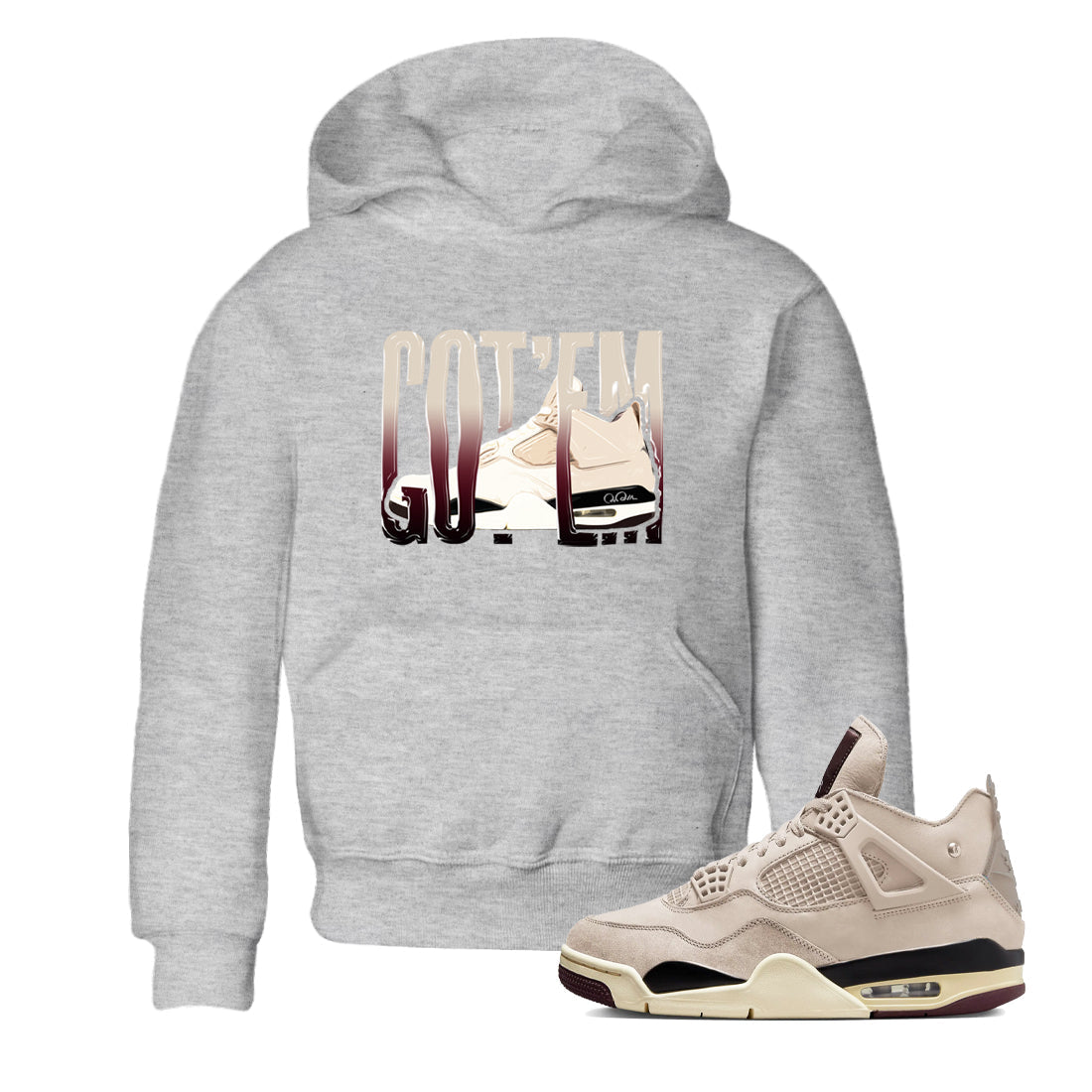 Wiggling Gotem snkmatch Tees Kids - Air Jordan 4 A Ma Maniere x Fossil Stone