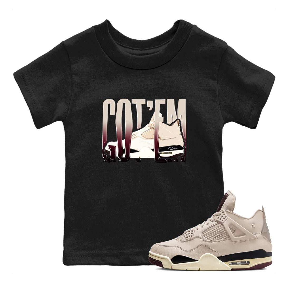 Wiggling Gotem snkmatch Tees Kids - Air Jordan 4 A Ma Maniere x Fossil Stone