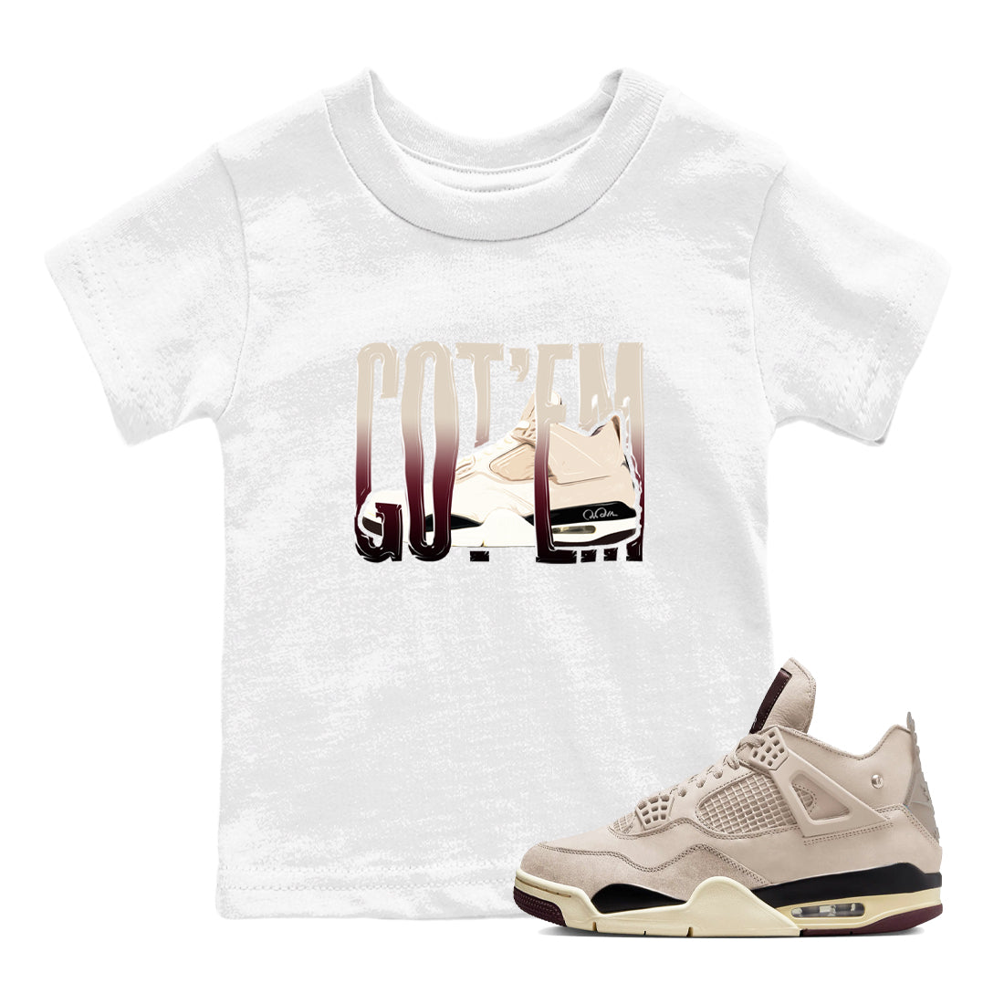 Wiggling Gotem snkmatch Tees Kids - Air Jordan 4 A Ma Maniere x Fossil Stone
