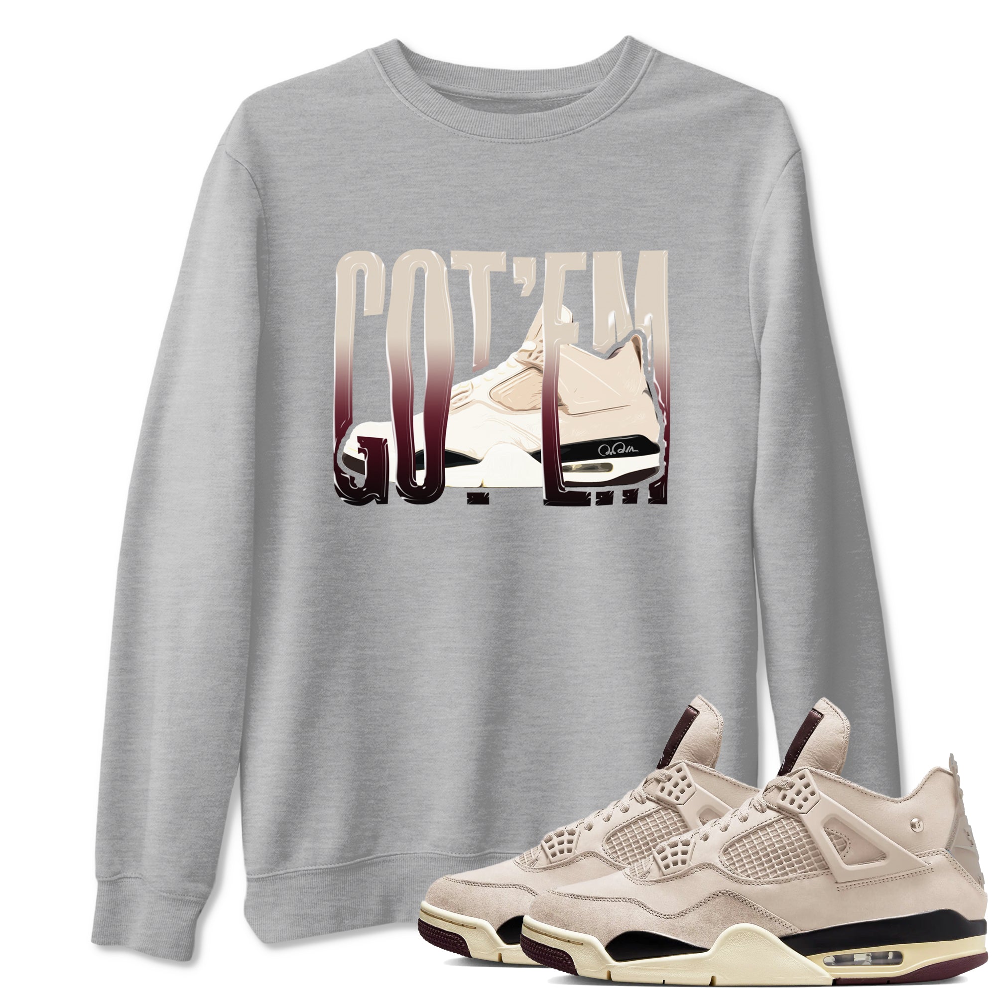 Wiggling Gotem snkmatch Tees - Air Jordan 4 A Ma Maniere x Fossil Stone