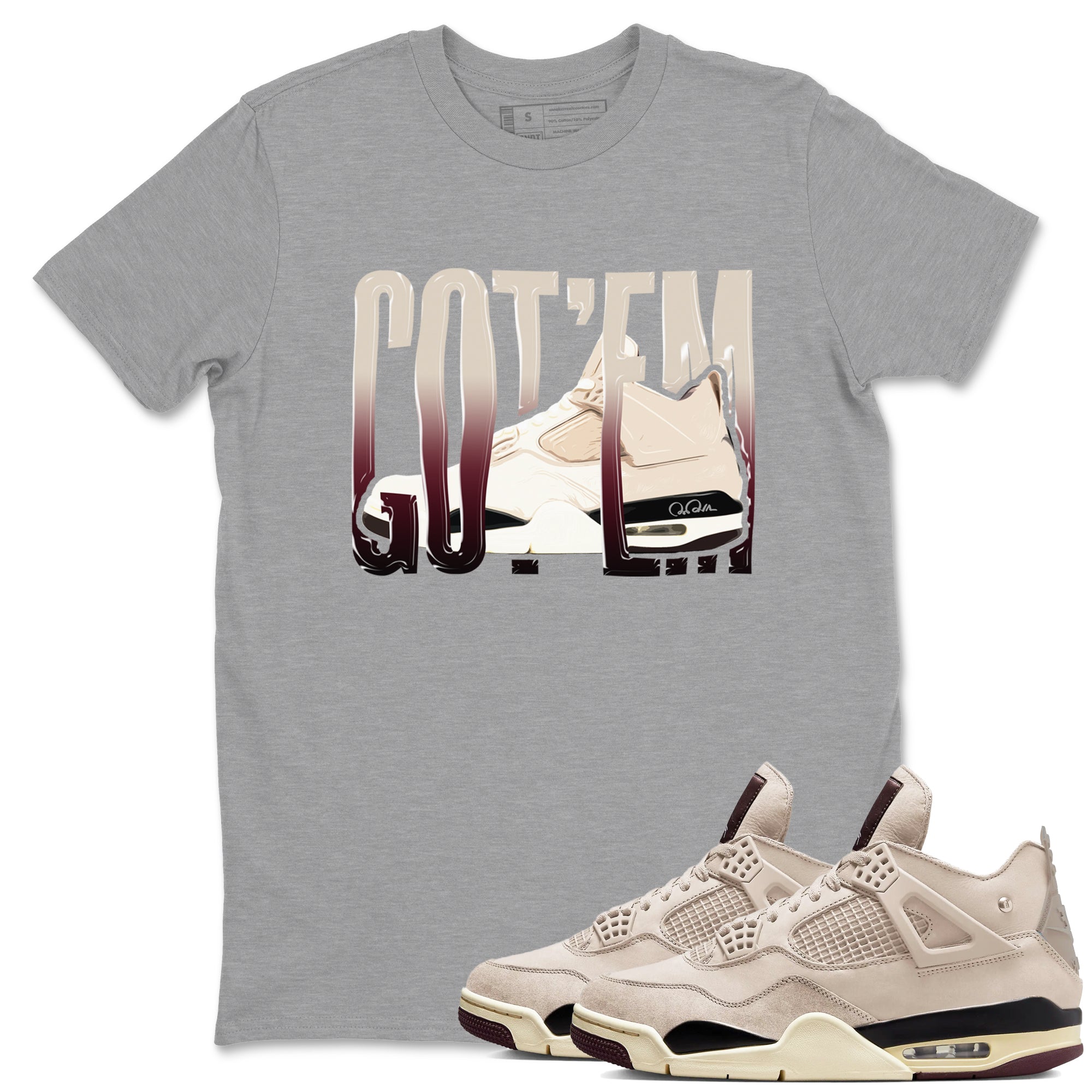 Wiggling Gotem snkmatch Tees - Air Jordan 4 A Ma Maniere x Fossil Stone
