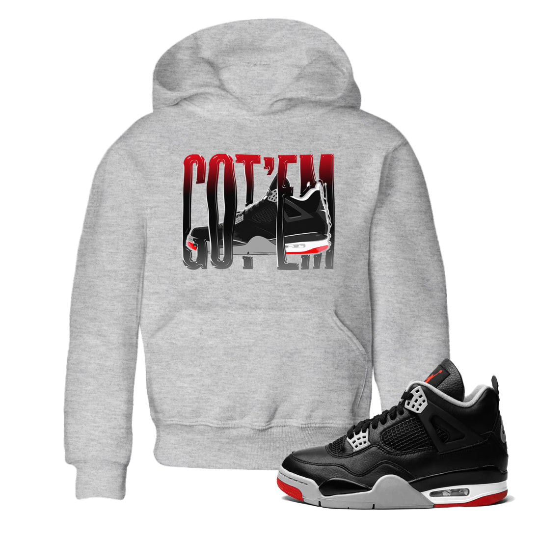 Wiggling Gotem snkmatch Tee Kids - Air Jordan 4 Bred Reimagined
