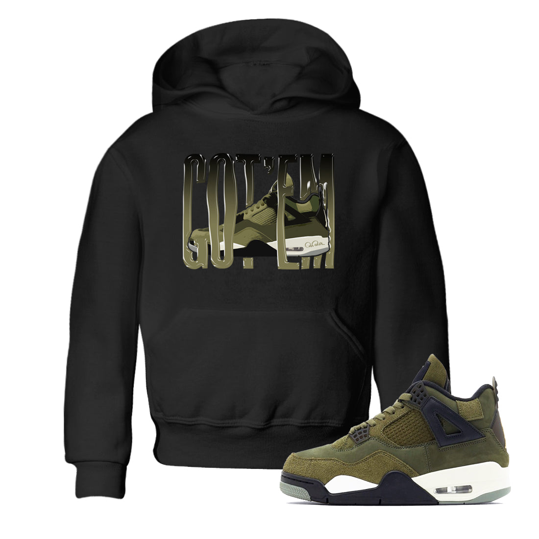 Wiggling Gotem snkmatch Tee Kids - Air Jordan 4 Medium Olive