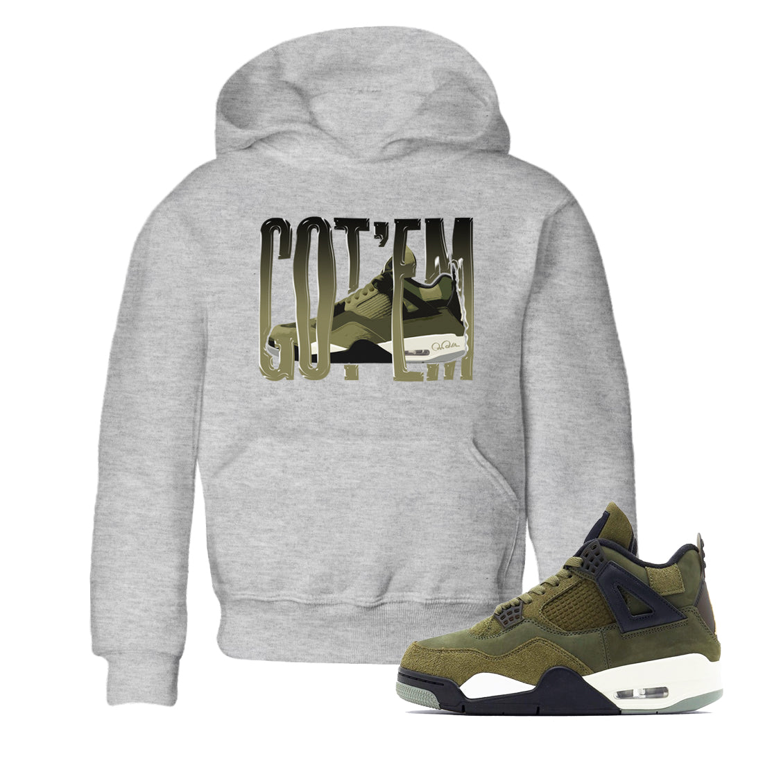 Wiggling Gotem snkmatch Tee Kids - Air Jordan 4 Medium Olive