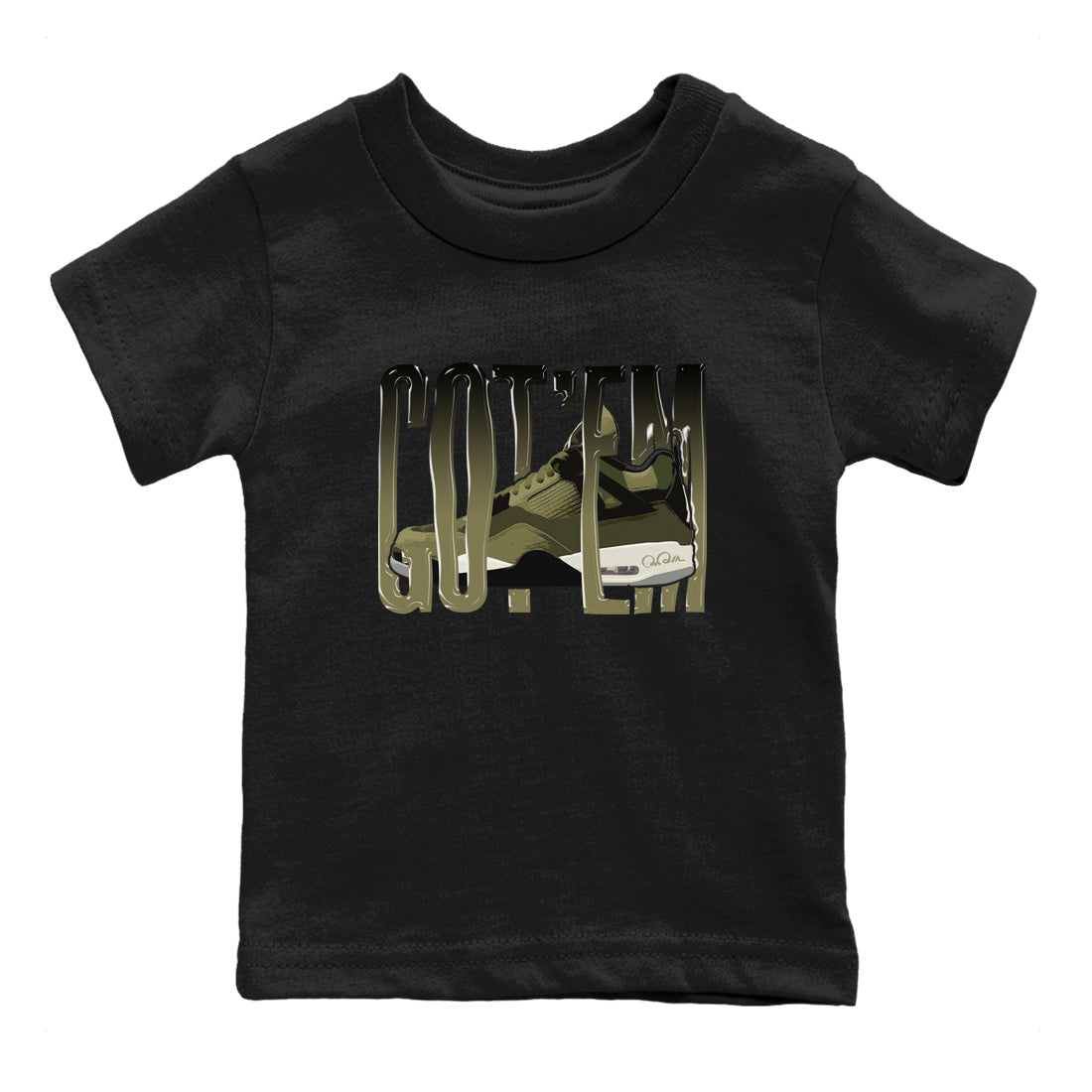 Wiggling Gotem snkmatch Tee Kids - Air Jordan 4 Medium Olive