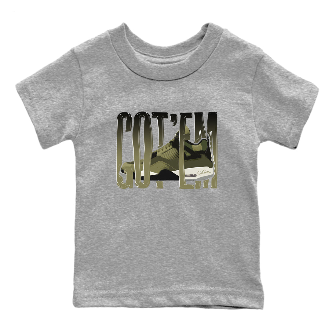 Wiggling Gotem snkmatch Tee Kids - Air Jordan 4 Medium Olive