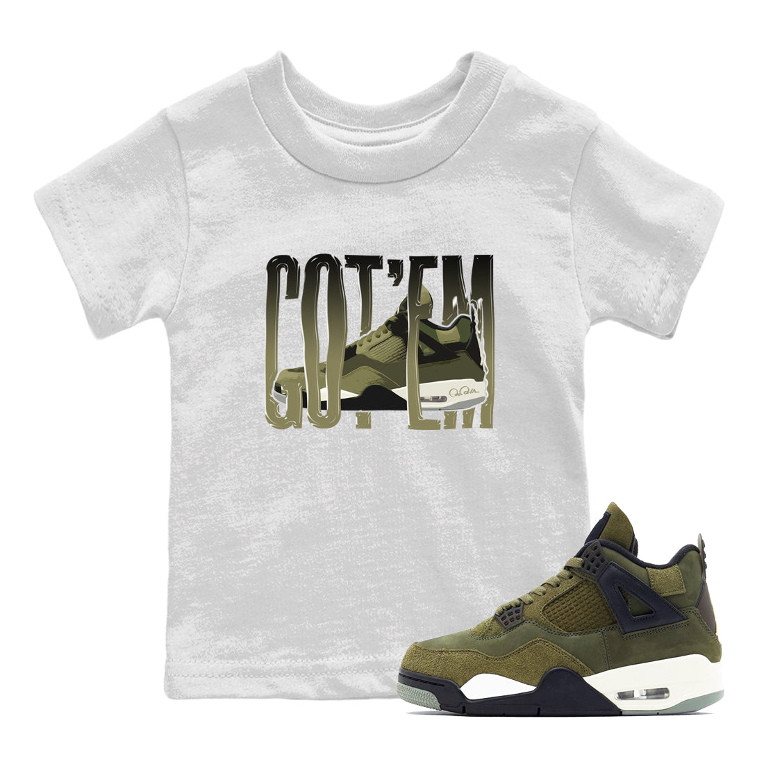 Wiggling Gotem snkmatch Tee Kids - Air Jordan 4 Medium Olive