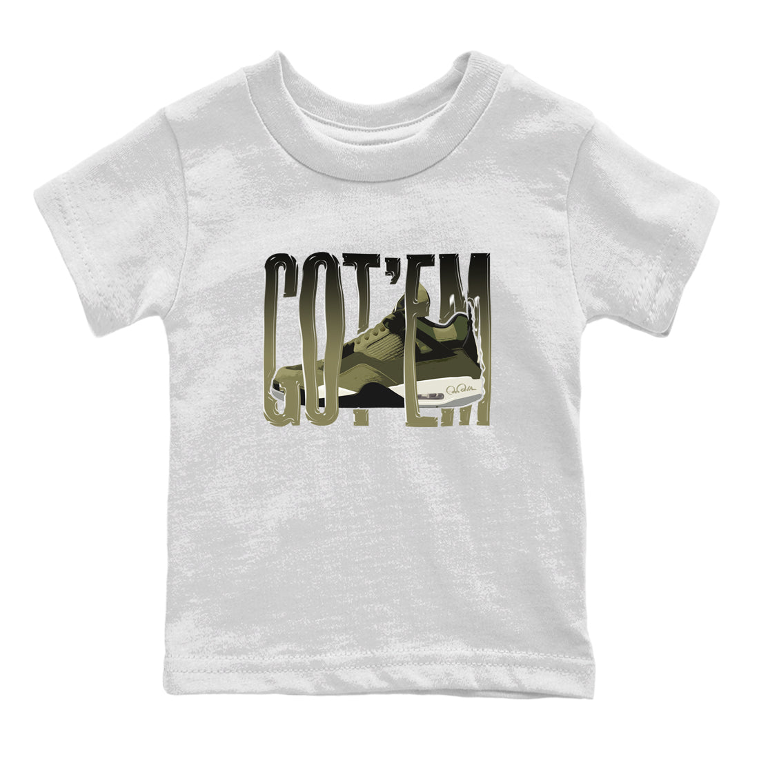 Wiggling Gotem snkmatch Tee Kids - Air Jordan 4 Medium Olive