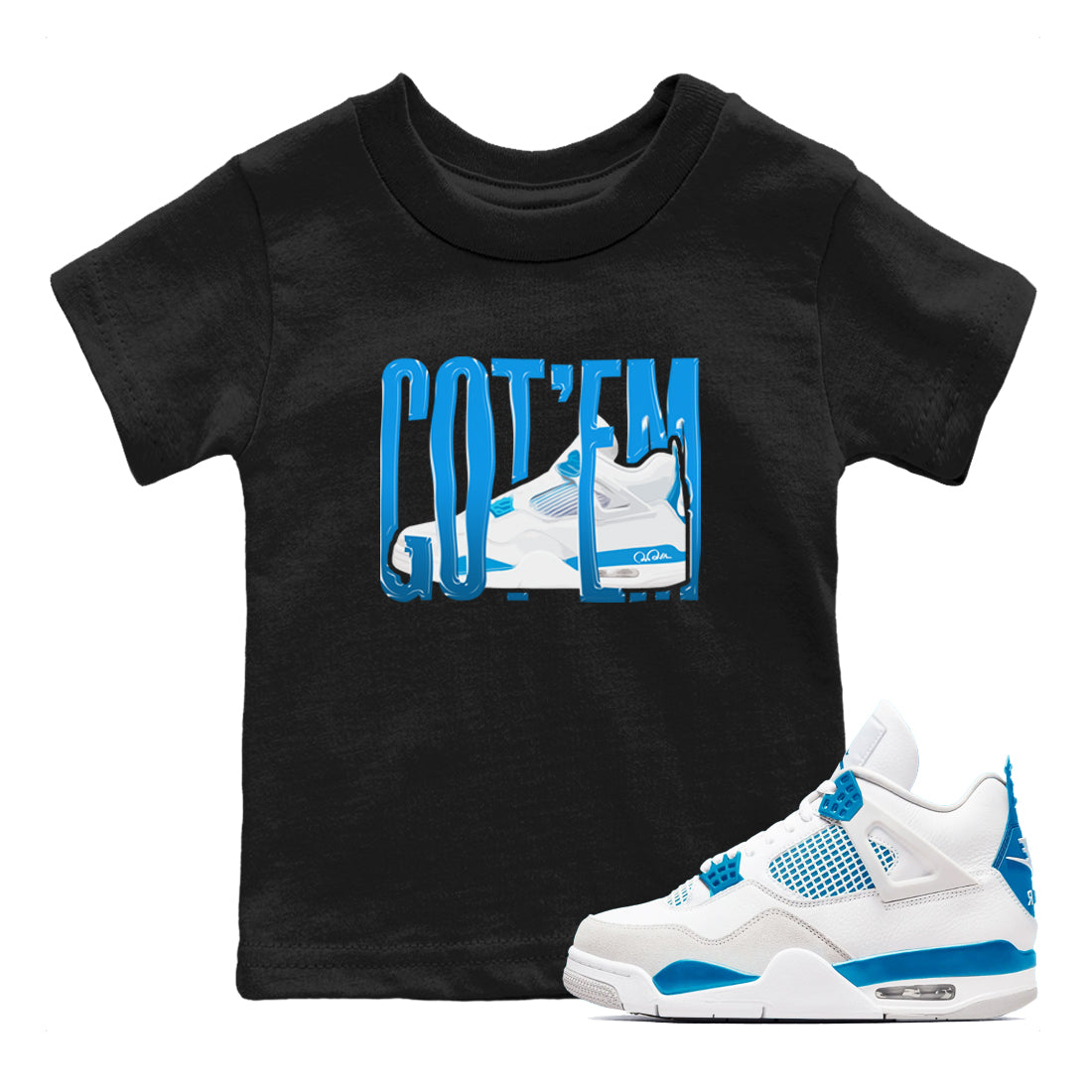 Wiggling Gotem snkmatch Tees Kids - Air Jordan 4 Military Blue