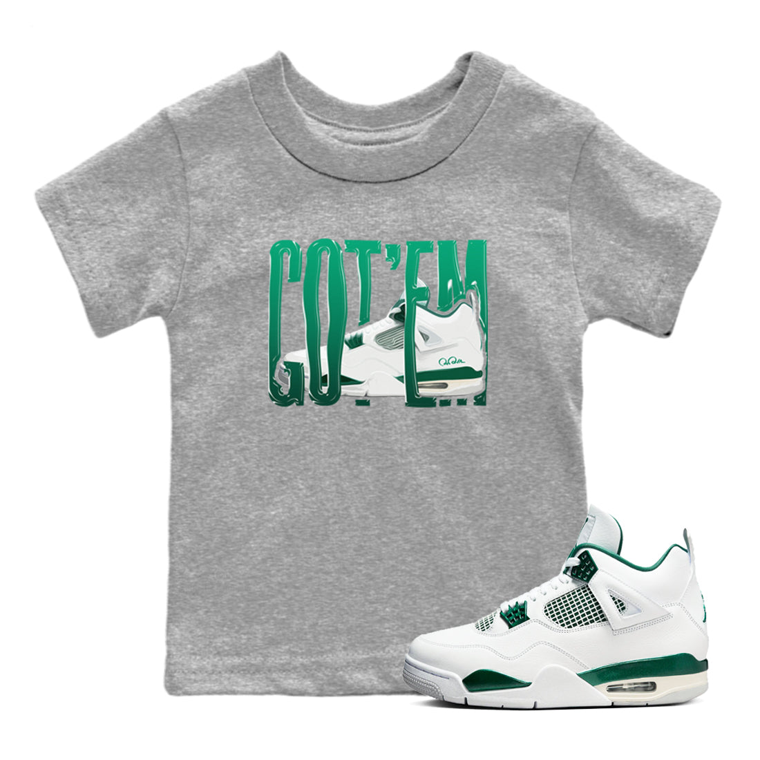 Wiggling Gotem snkmatch Tees Kids - Air Jordan 4 Oxidized Green